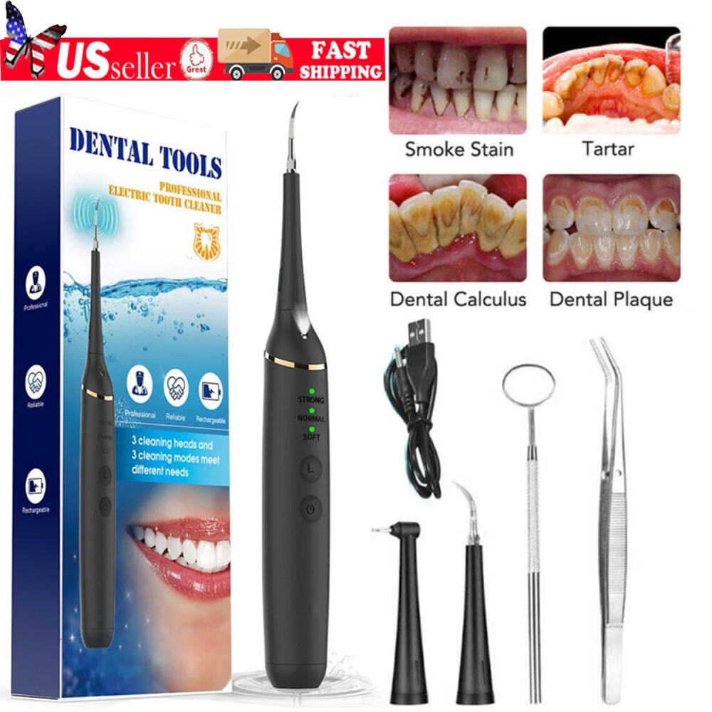 Ultrasonic Electric Tooth Cleaner Dental Scaler Stain Remover Teeth Cleaning Kit