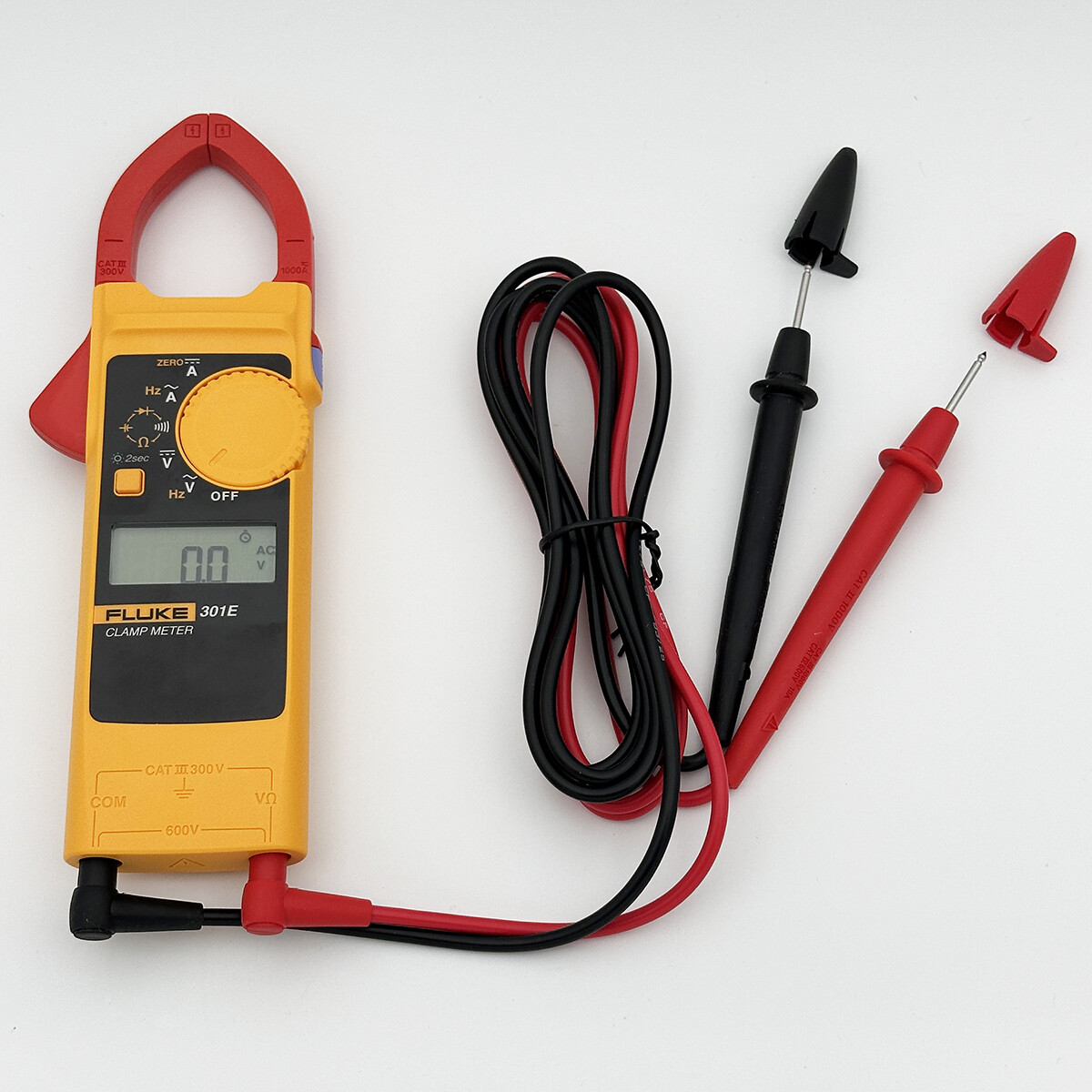 Fluke 301E AC/DC Clamp Meter 1000A AC/DC Voltage 600V Backlight Resistance Diode