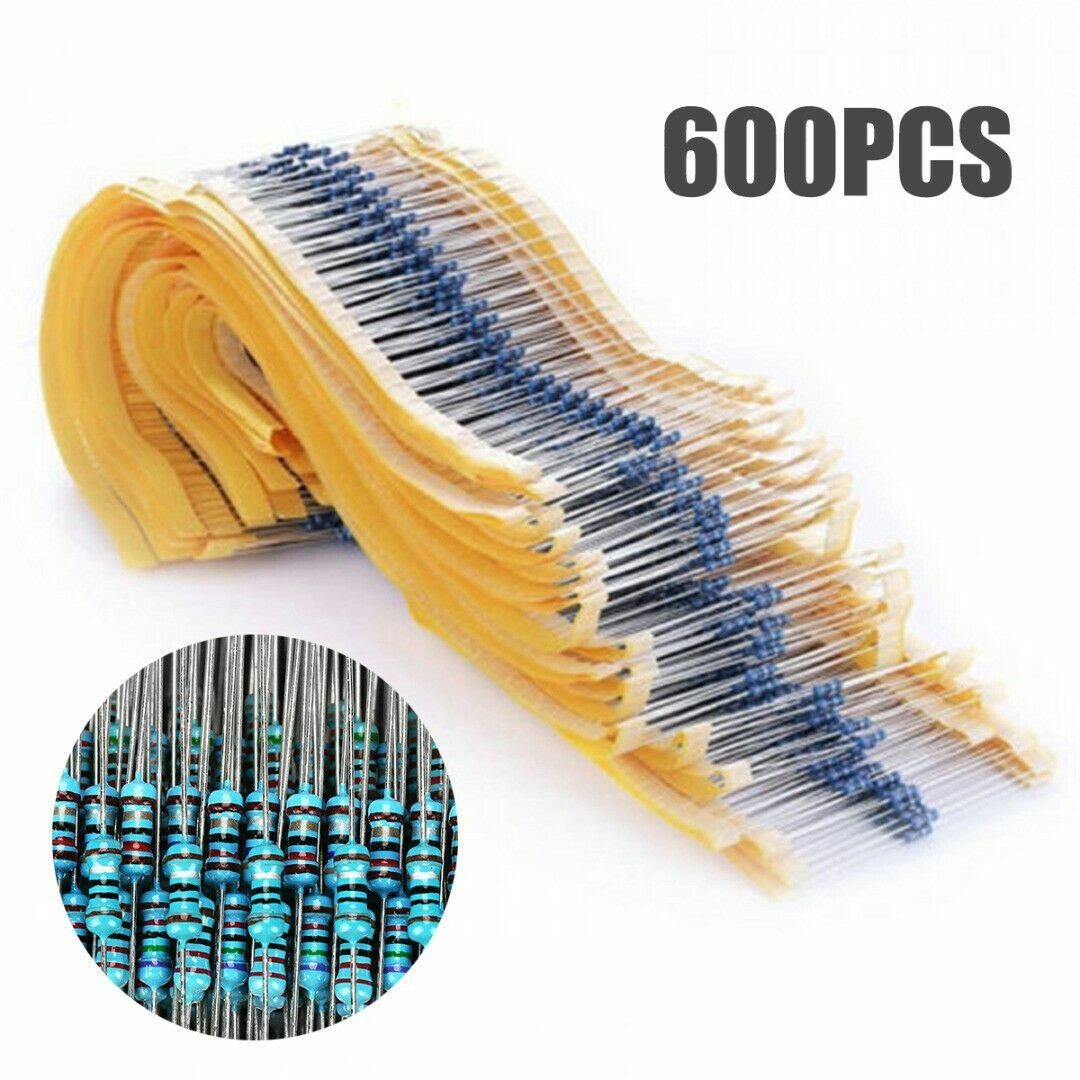 600pcs 30 Values 1/4W Metal Film Resistors Resistance Assortment Kit Set 1% USA