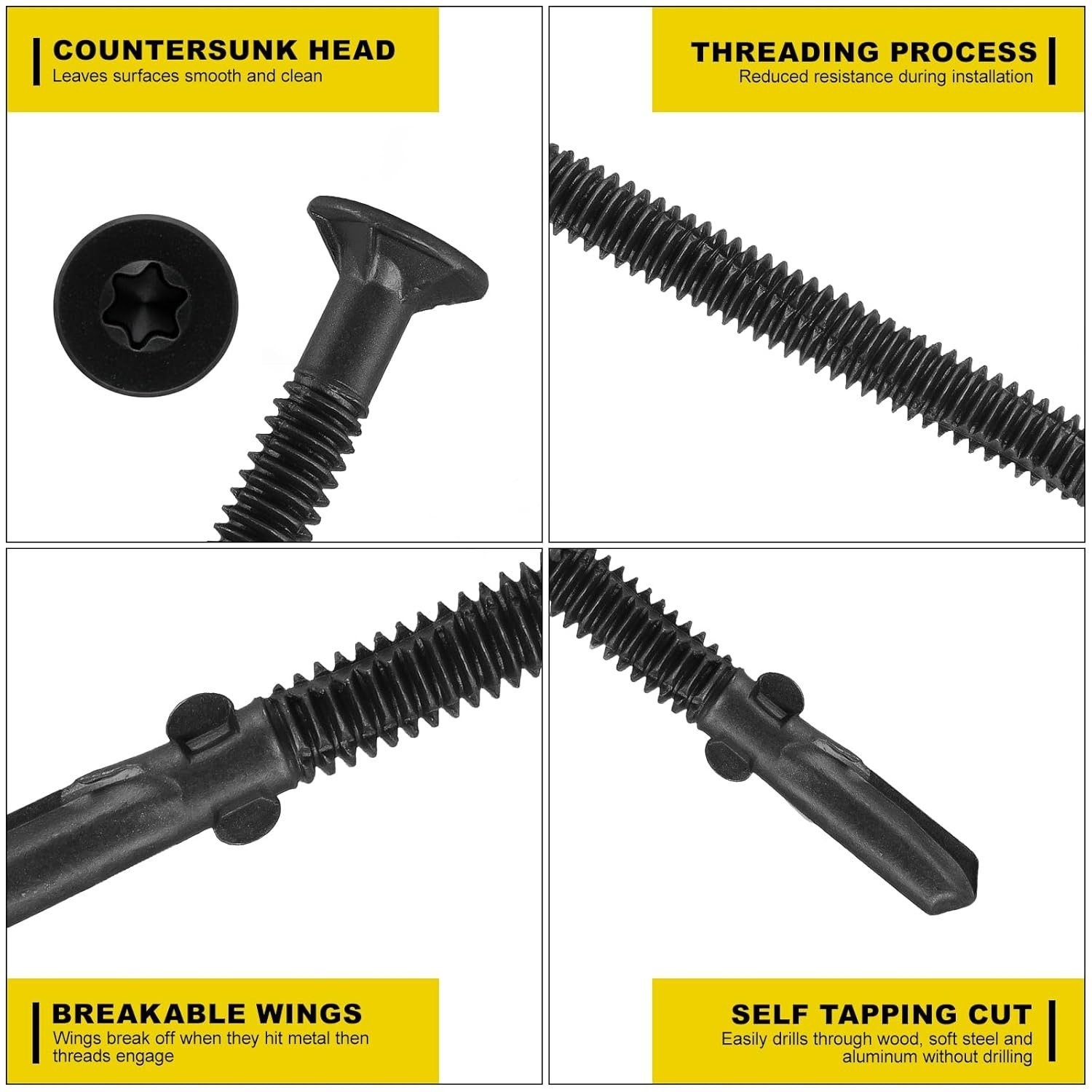 x 3 Trailer Deck Screws, Self-Tapping Sheet Wood Metal Screw, 124Pcs T25 Star…
