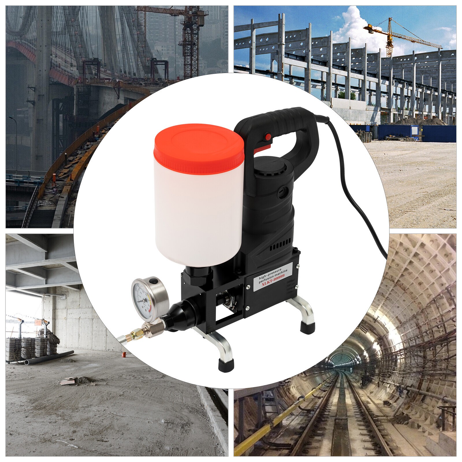 0-10000PSI Electric Grouting Machine High Pressure Grouting Injection Pump 1100W