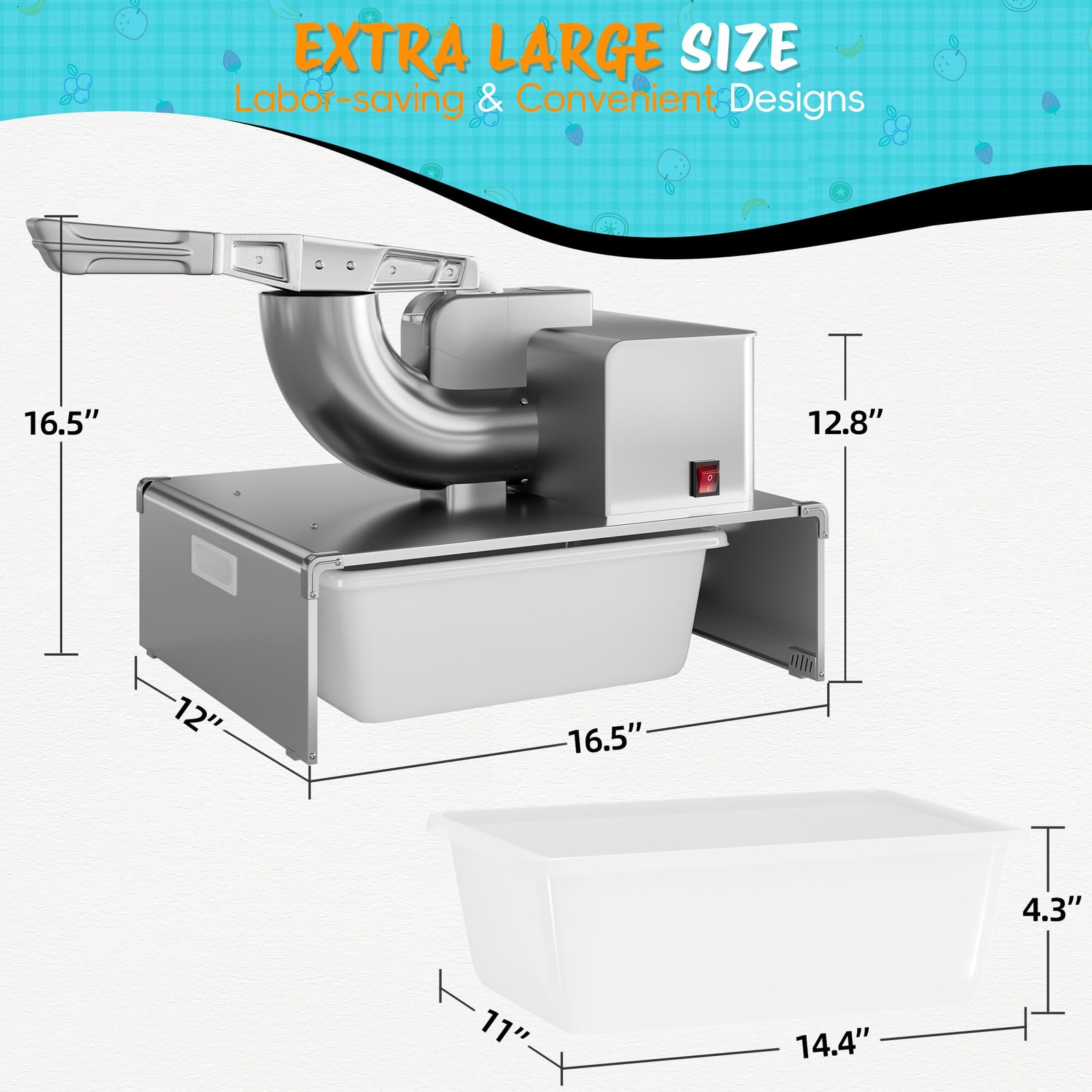 Snow Cone Machine Shaved Ice, 500LB/H Commercial Ice Crusher Shaved Ice Machi…
