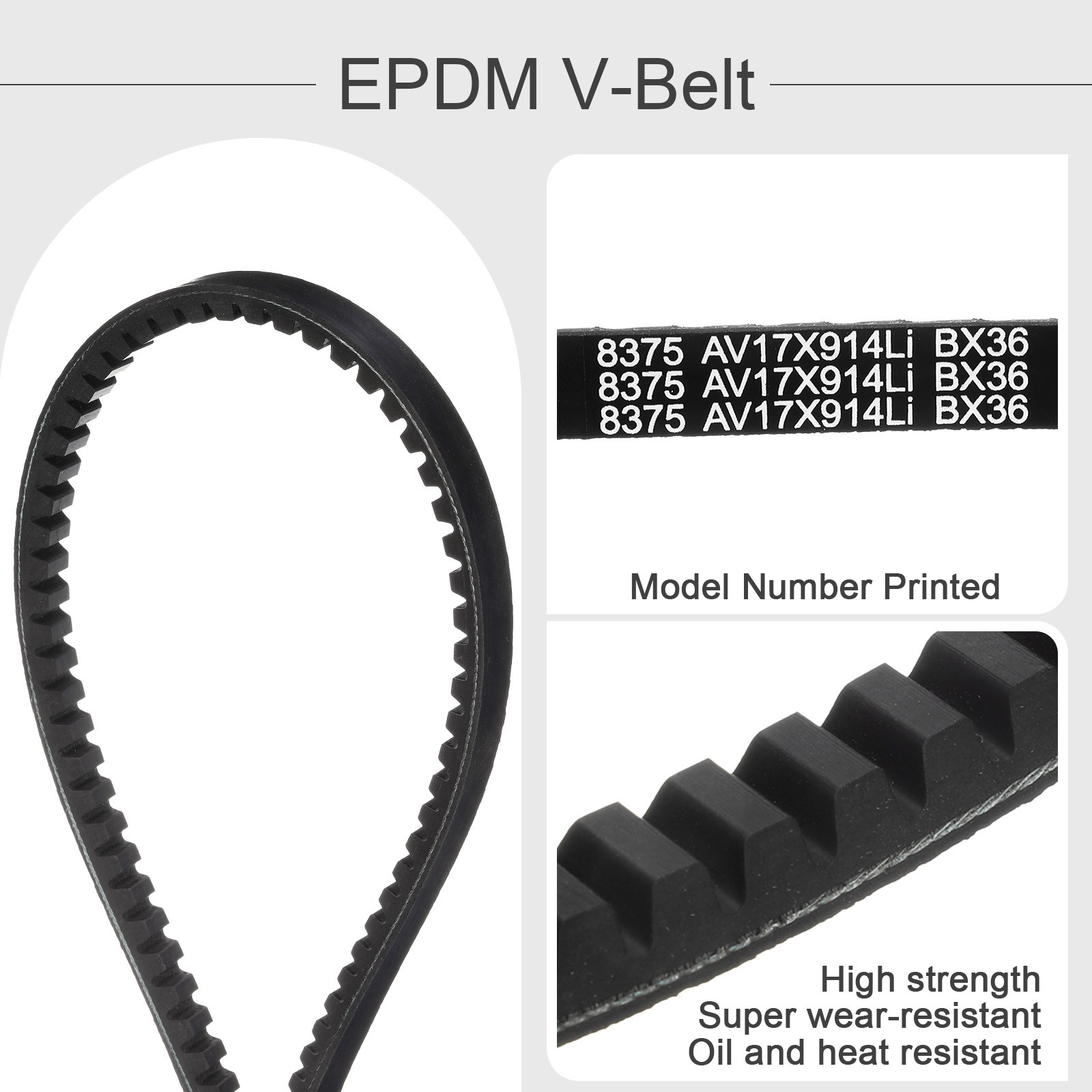 2 Set BX36 EPDM V-Belt Raw Edge Cogged Rubber Drive Belt