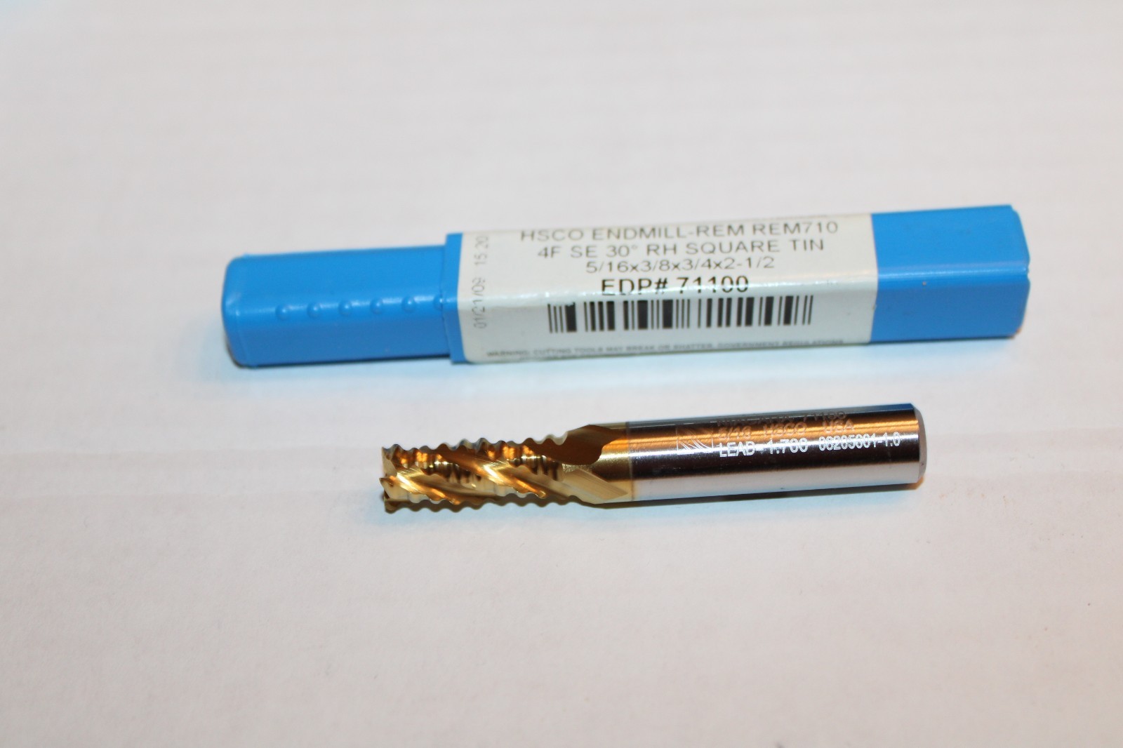 NIAGARA 71100 4F SE 30° RH SQUARE UNC END MILL 5/16 x 3/8 x 3/4 x 2-1/2 – NEW