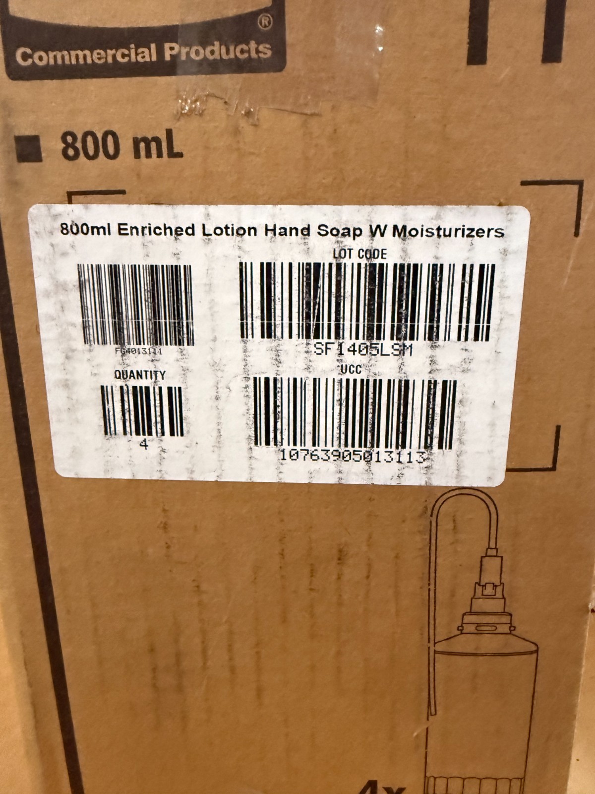 Case of 4 800ml Moisturizing Lotion Hand Soap Rubbermaid OneShot, FG4013111
