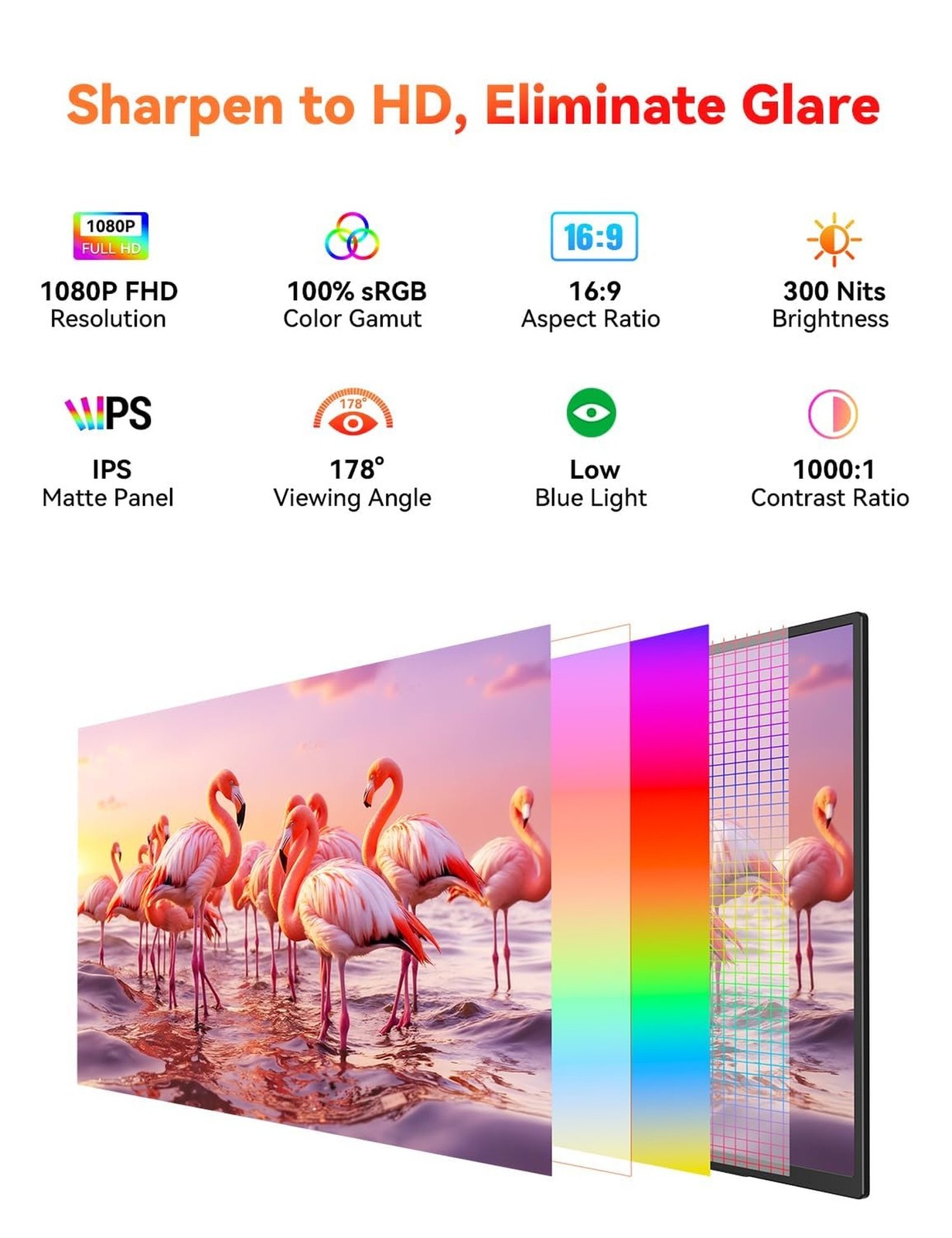 HotYeah 23.8″ 100Hz Portable Monitor, 1080P FHD 100% sRGB IPS USB-C HDMI Larg…
