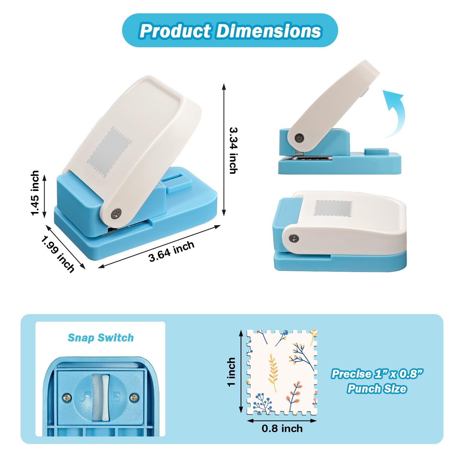 Stamp Punch， 1×0.8 Inch Rectangular Postage Stamp Puncher with Scalloped Edge…