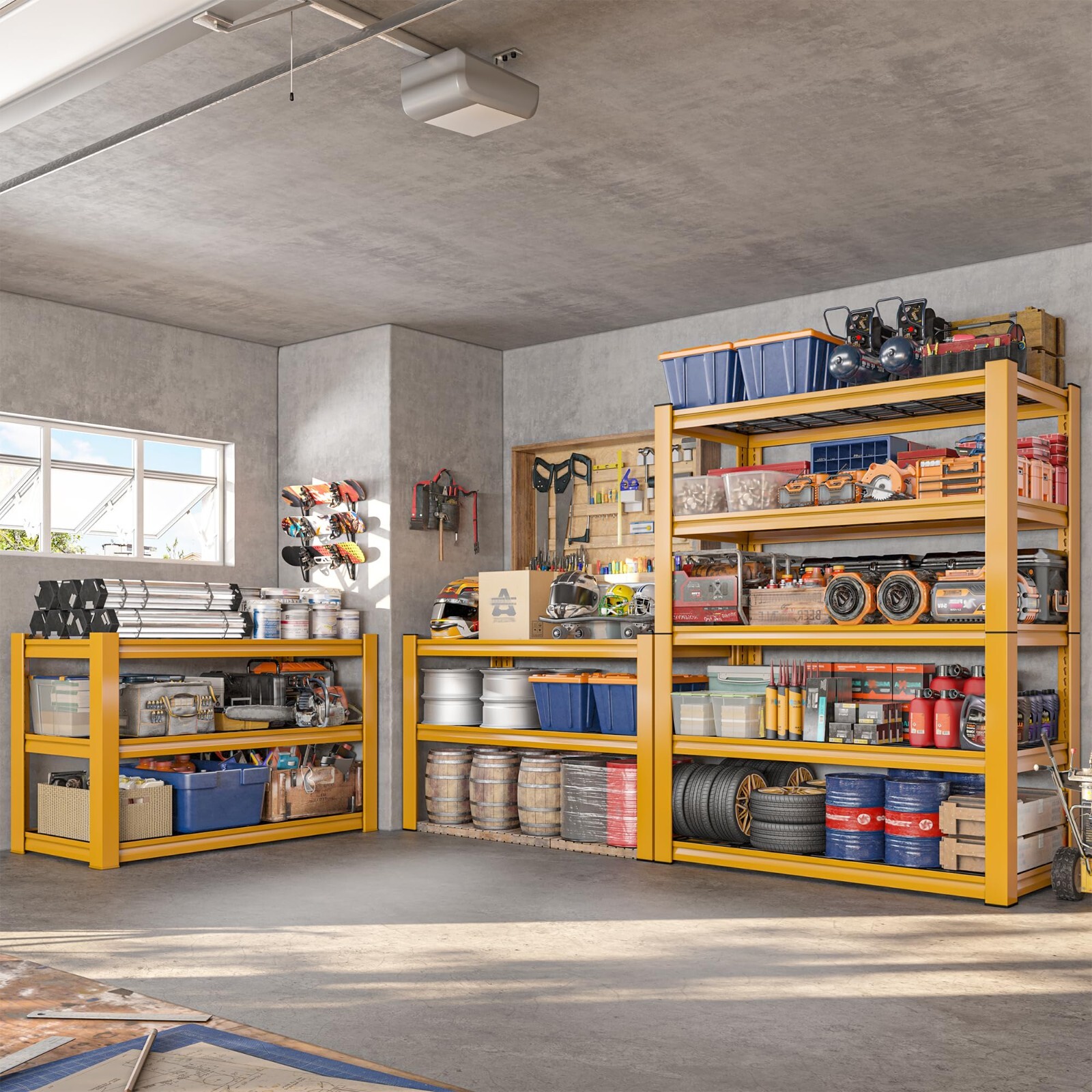 1Pcs Storage Shelves Garage Shelving Heavy Duty Shelving Units & Storage,Yellow