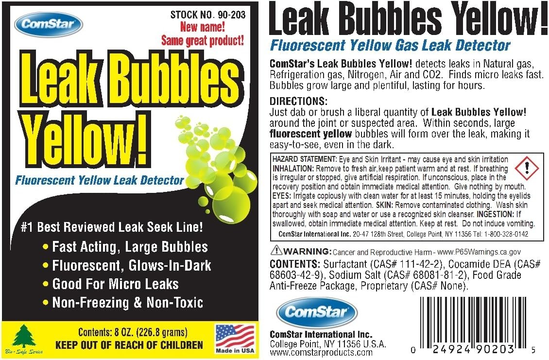 Leak Bubbles Yellow, 8 Ounces, HVAC & Gas Detector, Fastest-Acting Leak Detec…