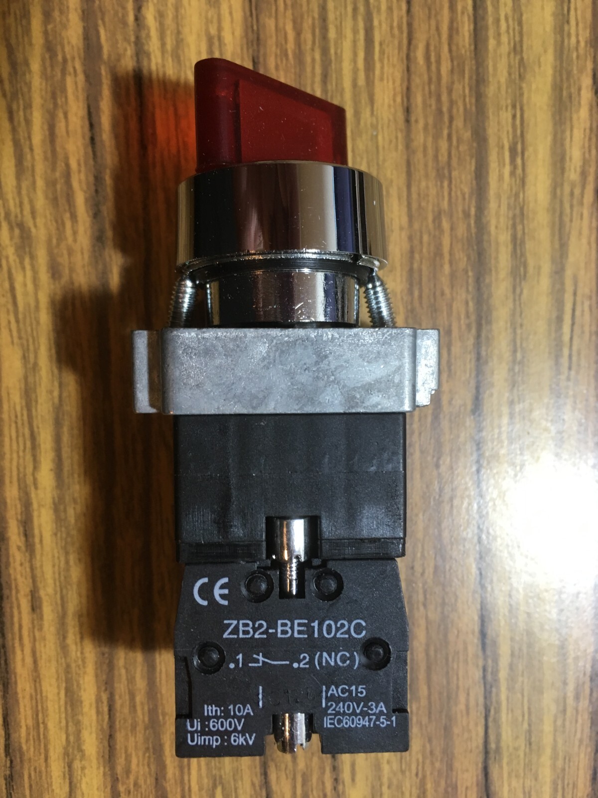 22mm illuminated 2-position selector switches N.C. metal base&bezel Red Knob