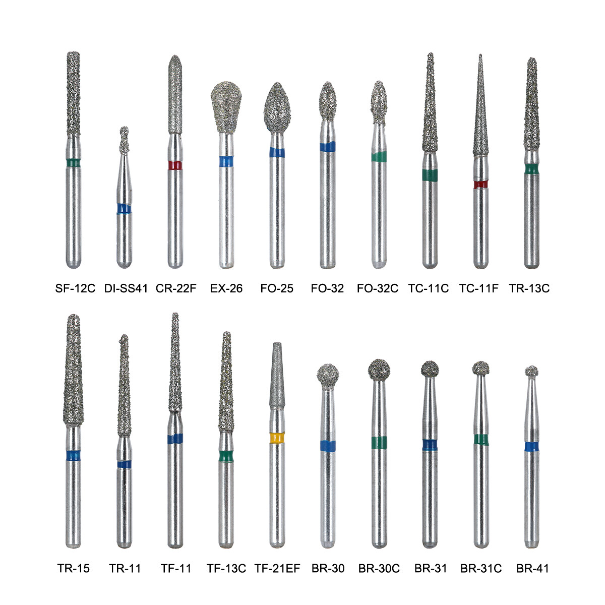 100pcs Dental Diamond Burs Kit for High Speed Handpiece Medium FG 1.6MM AZDENT