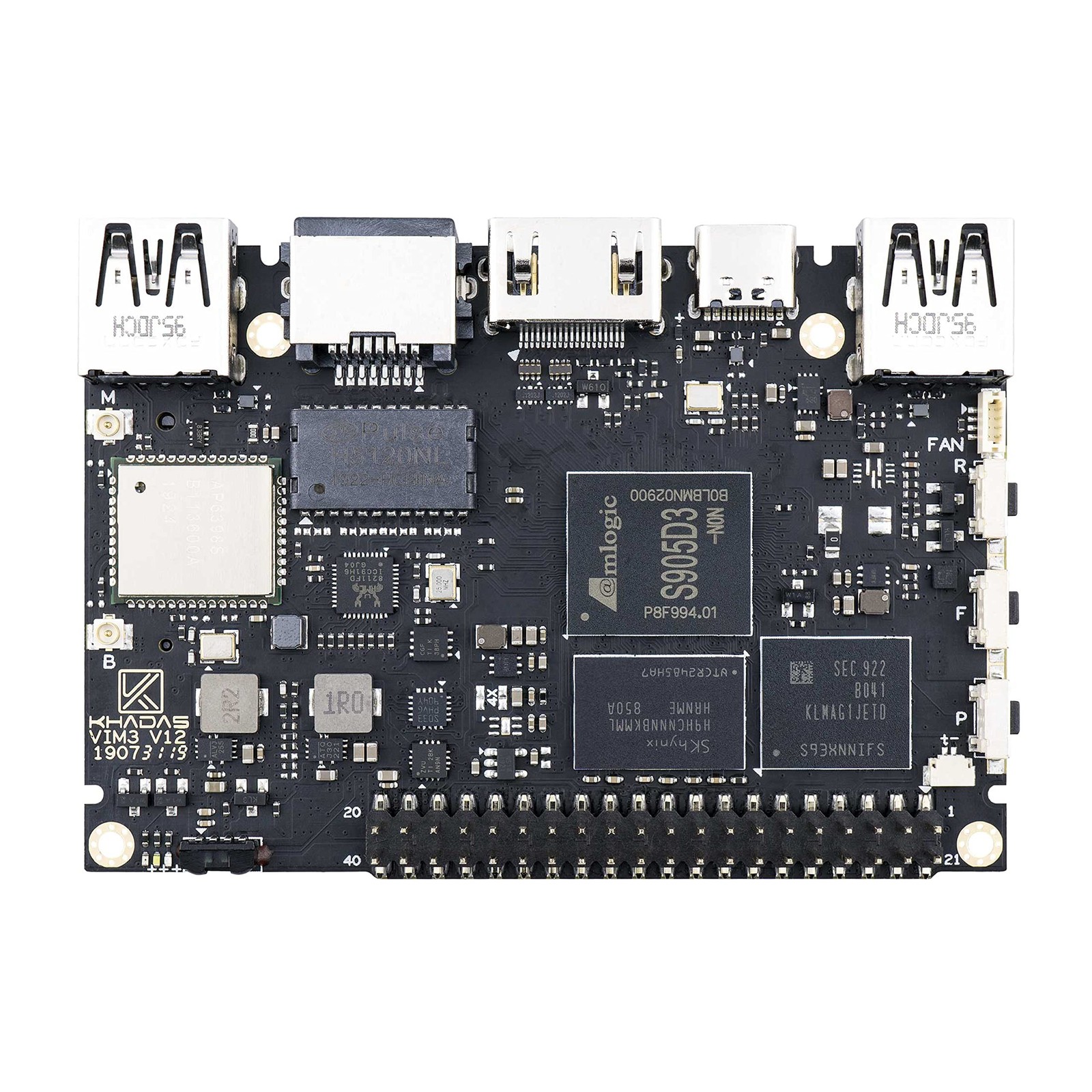 VIM3 Pro SBC Single Board Computer Amlogic A311D CPU, LPDDR4, 4GB RAM, 32GB eMMC