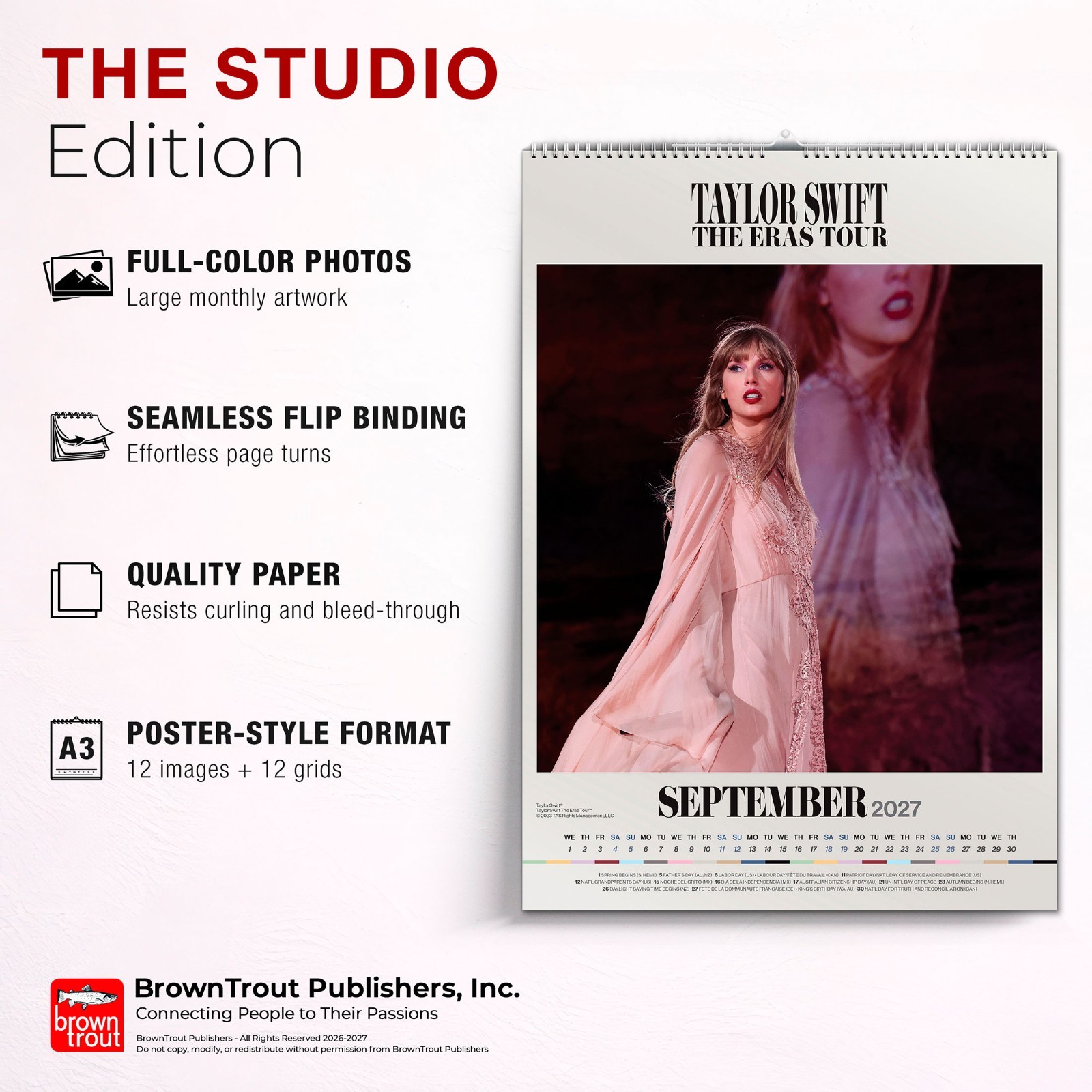 Taylor Swift OFFICIAL | 2027 11.7×16.5″ (Hanging) A3 Poster Wall Calendar
