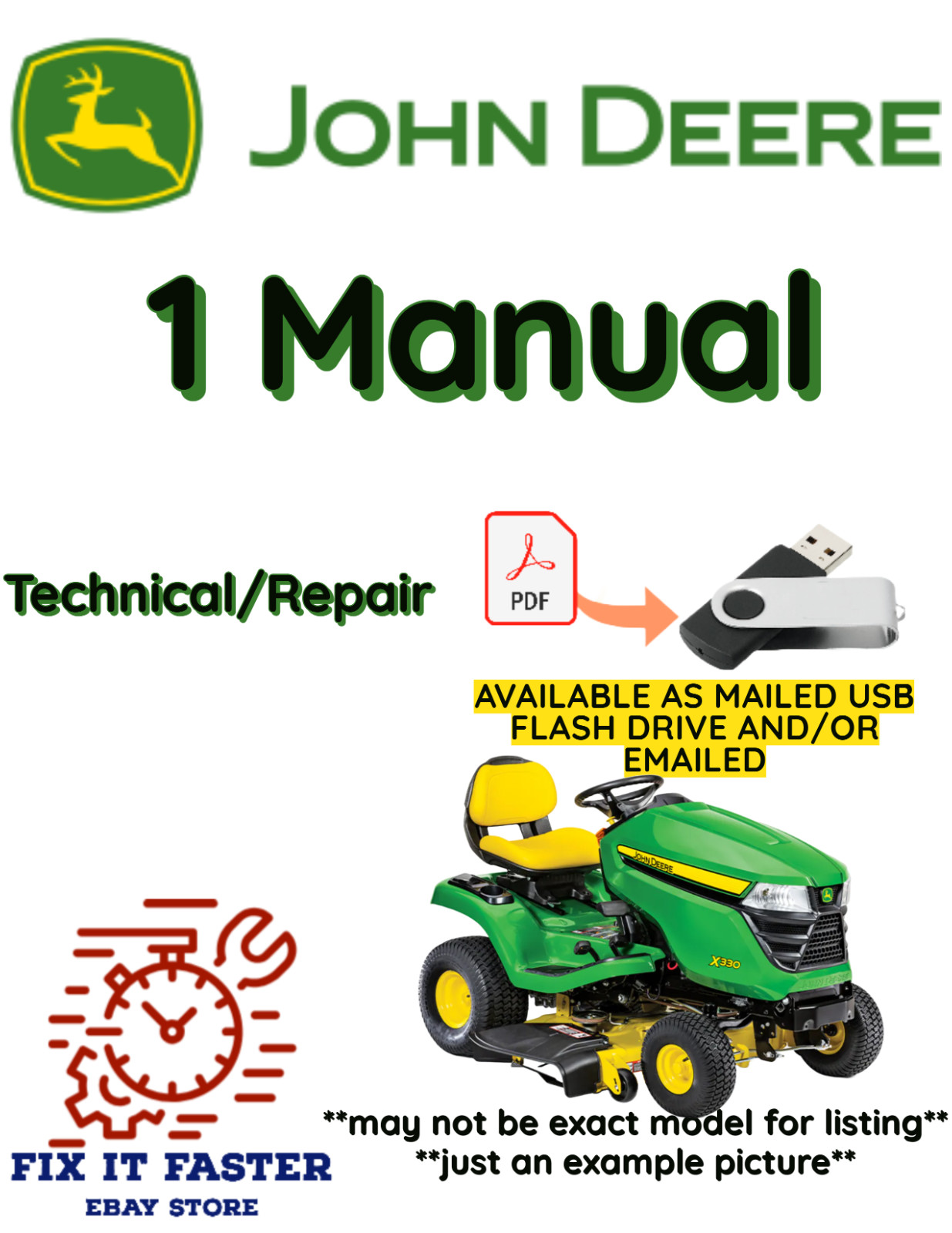 JOHN DEERE GT245 LAWNMOWER TRACTOR MANUAL SERVICE TECHNICAL REPAIR PDF ON USB