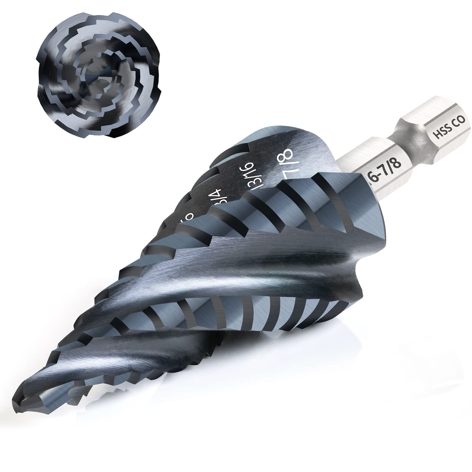 M35 Cobalt Step Drill Bit 1/8-1/2 TiAlN 1/4 Hex 4 Flute