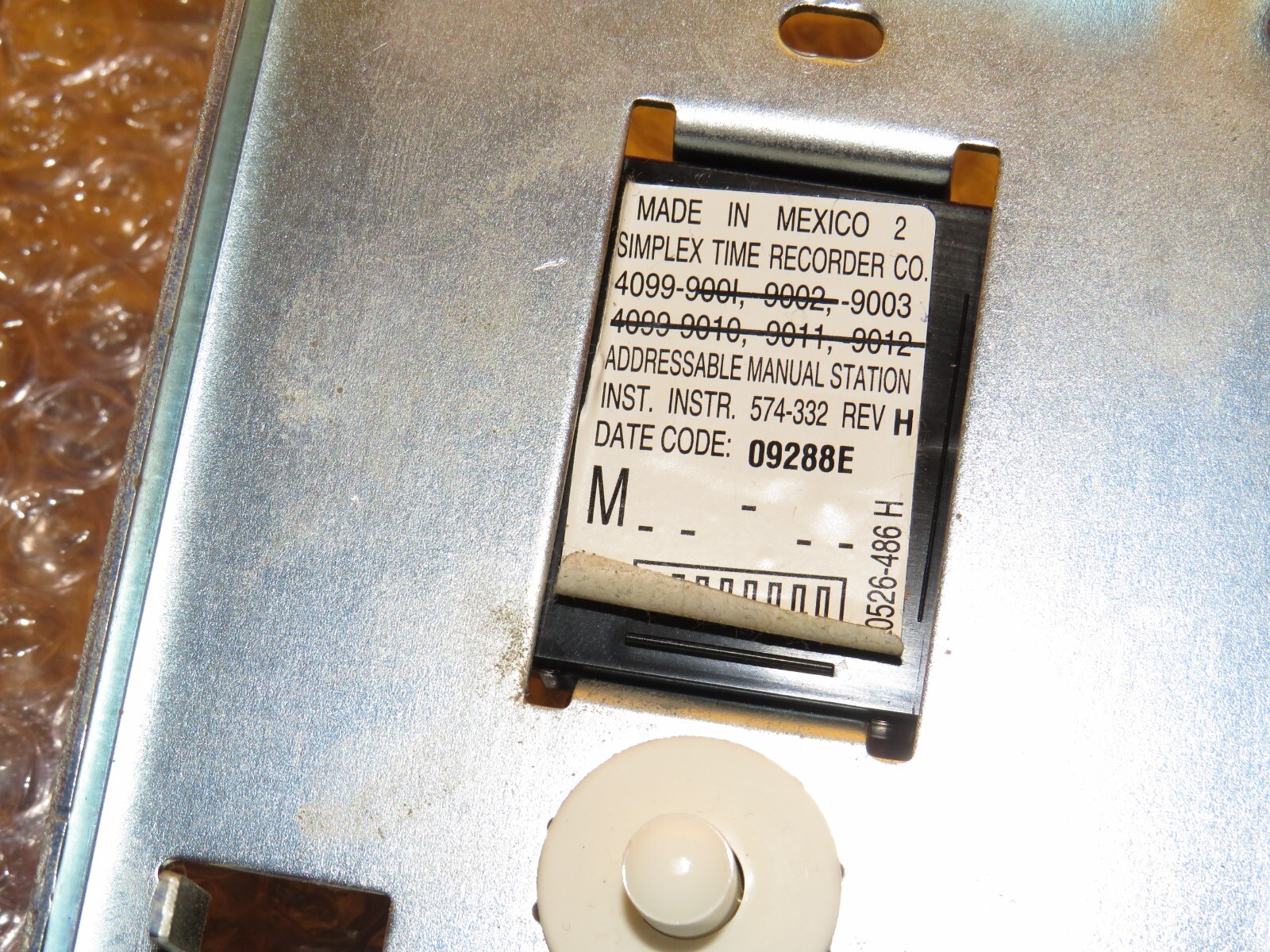 SIMPLEX 4099-9003 DOUBLE ACTION ADDRESSABLE MANUAL FIRE ALARM PULL STATION