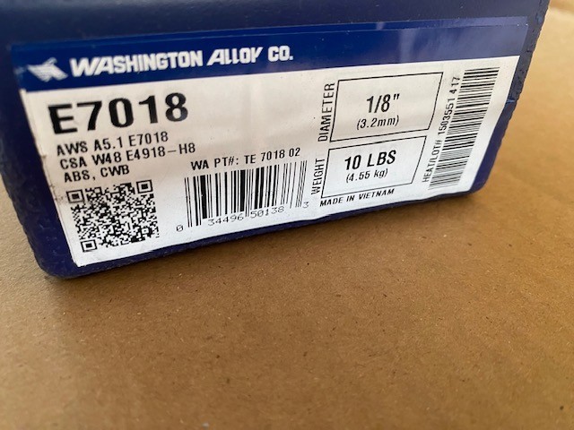 Washington Alloy Rods E7018 1/8″ 10LB Welding Electrodes Mild Steel