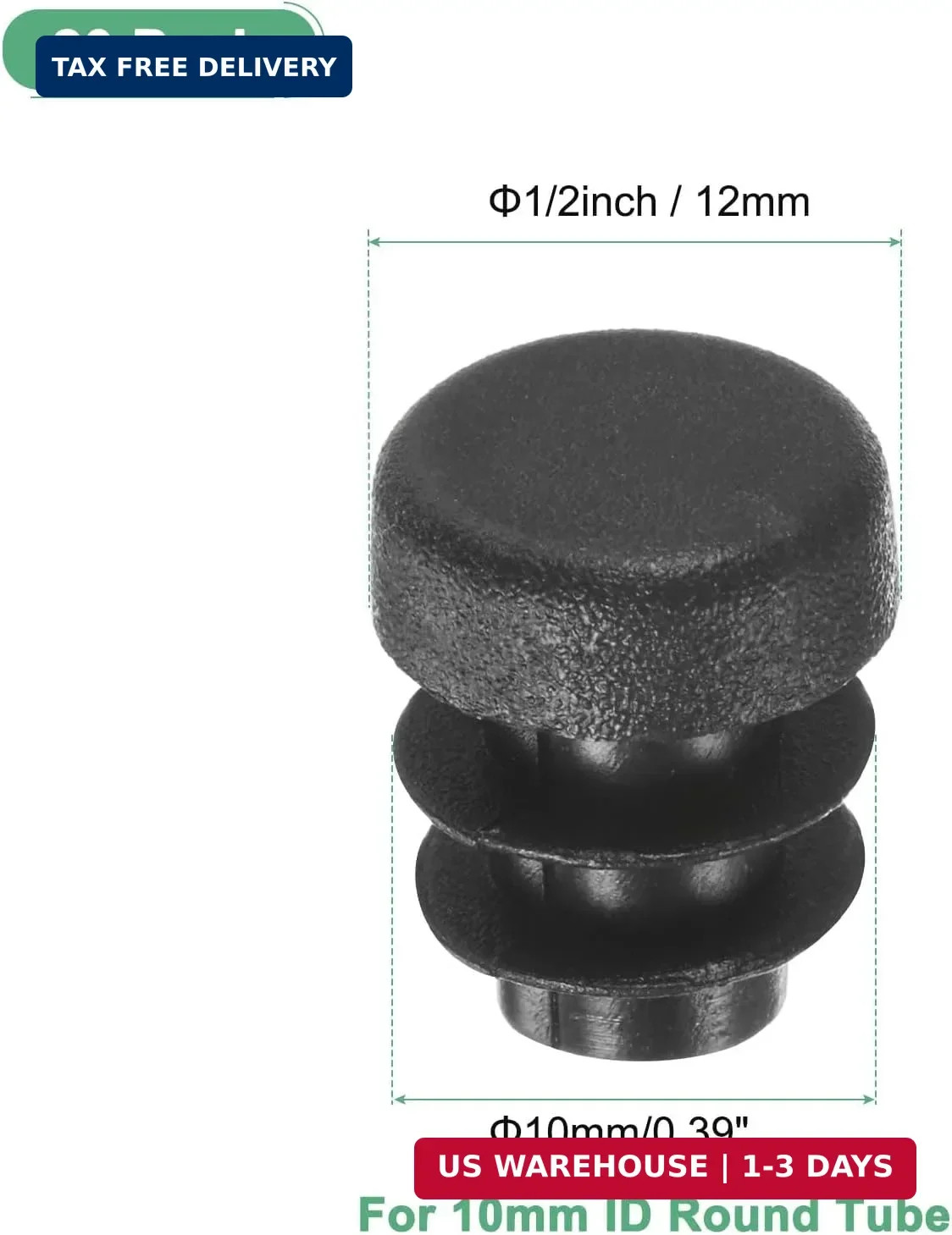 M METERXITY 20-Pack Round Plastic Hole Plugs, 0.5″ (12mm) Plastic Tubing End Cap