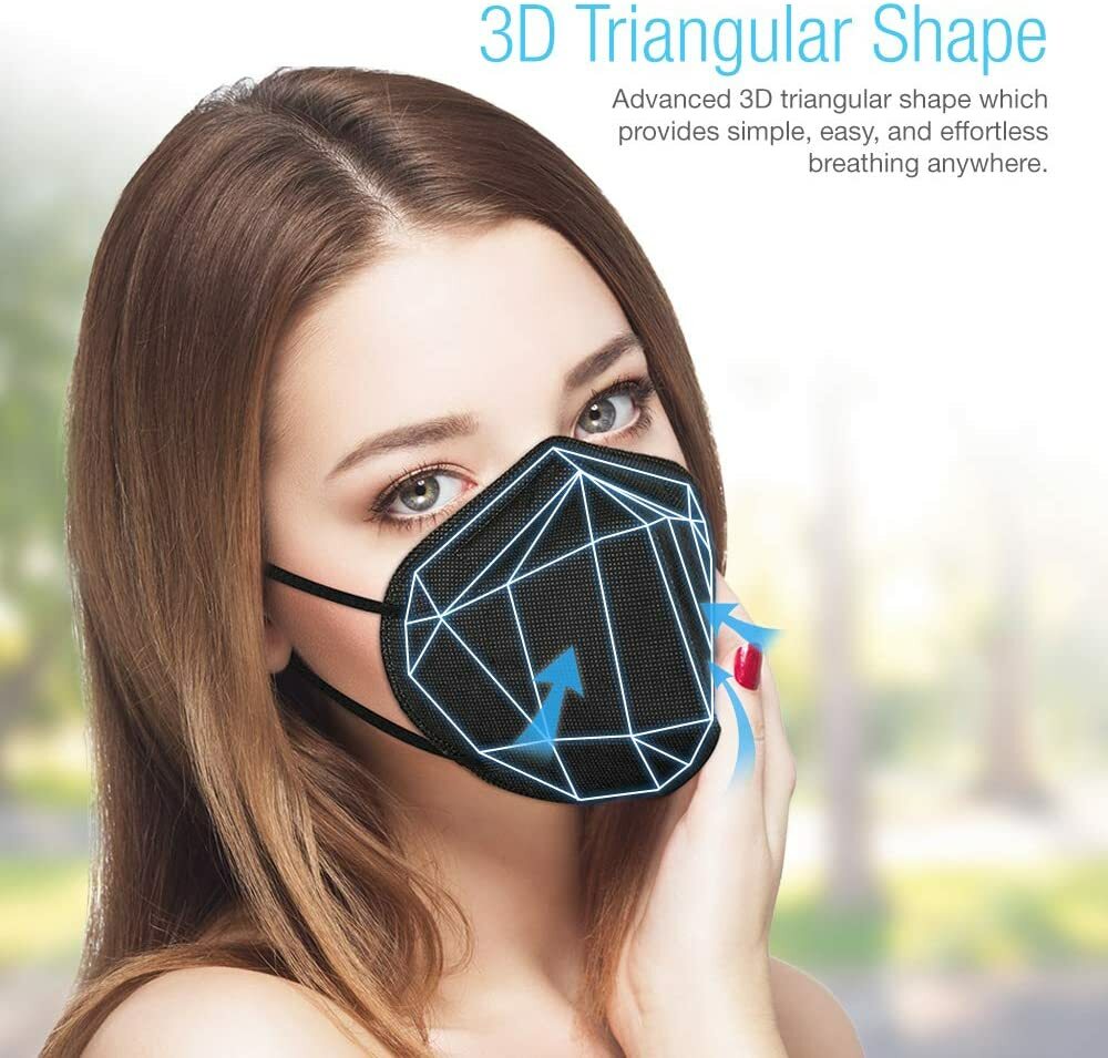 50/100Pcs Black KN95 Face Mask 5 Layer BFE 95% Disposable Respirator USA Seller