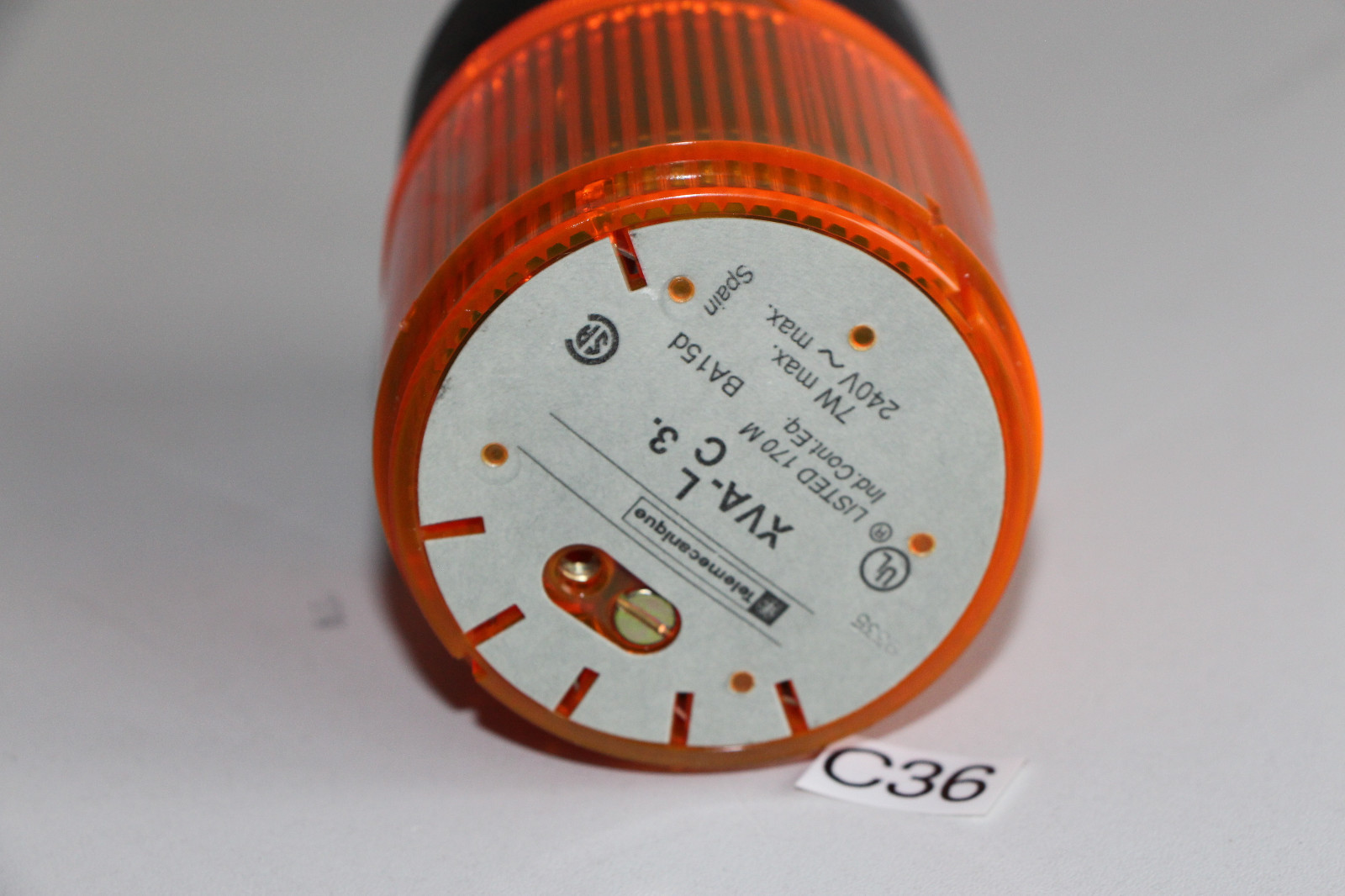 Telemecanique XVA-LC3 Signal Lamp, Amber Yellow (C36-R34)