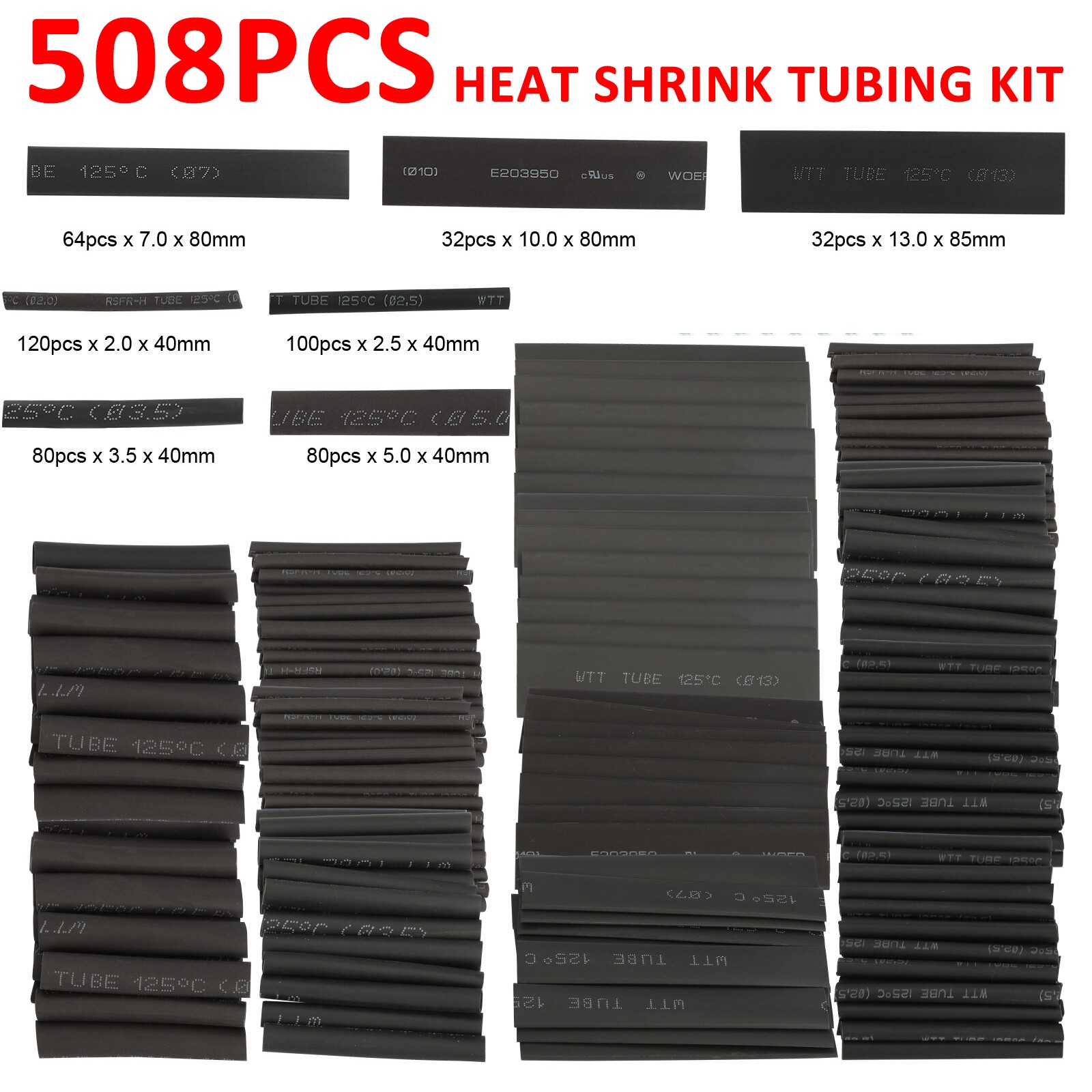 Marine Grade Heat Shrink Tubing 508PCS Waterproof Adhesive Lined Dual Wall 3:1