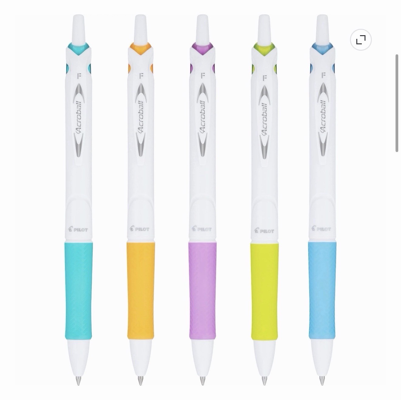 Pilot Acroball Purewhite Ballpoint Pen Fine Point 5 Count Assorted Colors