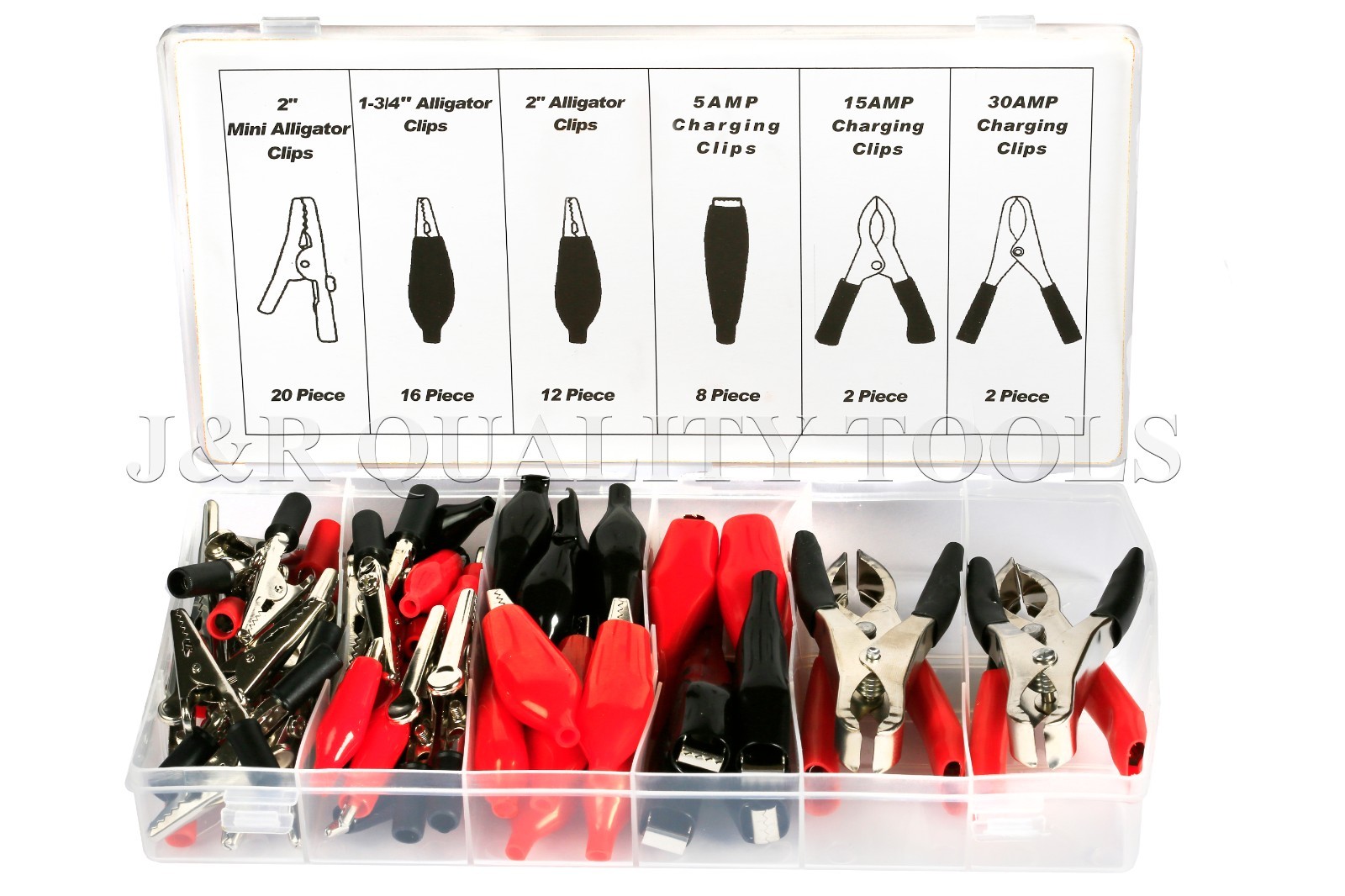 60 Pc Alligator Clip Assortment Set Electrical Test Lead Battery Clamp Connector