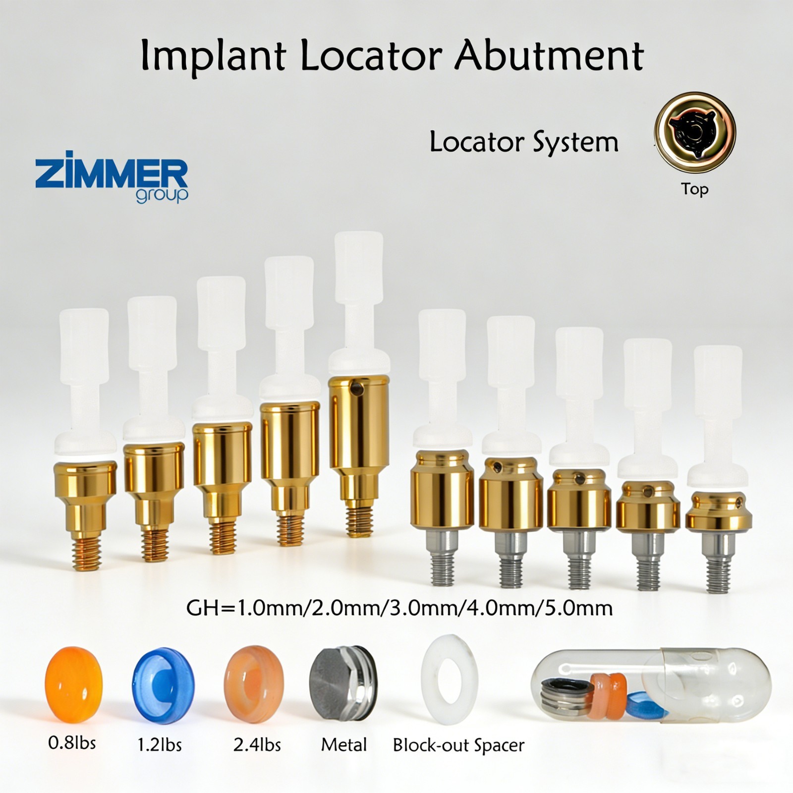 Zest Implant Locator Abutment for Zimmer Screw-Vent 3.5/4.5 Platform 1-5.0mm GH