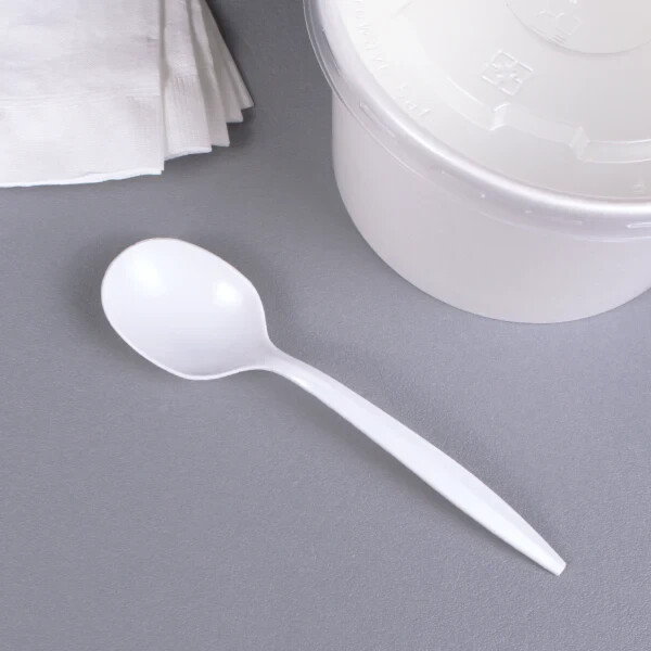 Karat PP Plastic Medium Weight Soup Spoons – White – 1,000 ct, U2007W