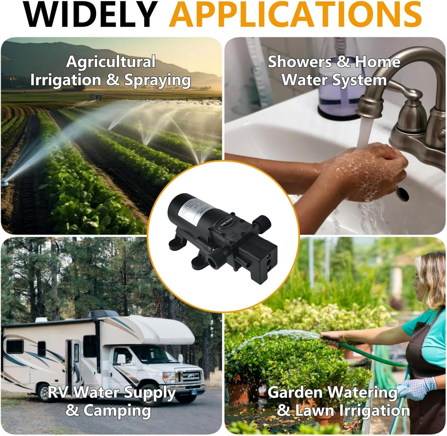 DC 12V Diaphragm Pump, Self-Priming Pump with Filter Quick Connection Terminal,