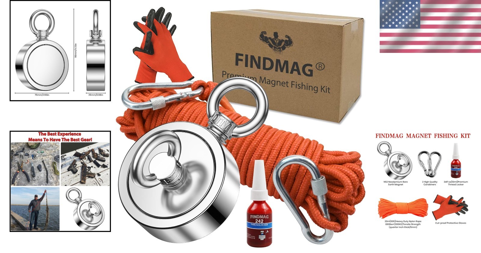 Robust 2.95 Inch Fishing Magnet – 1000 LB Pull Force for Underwater Retrievals