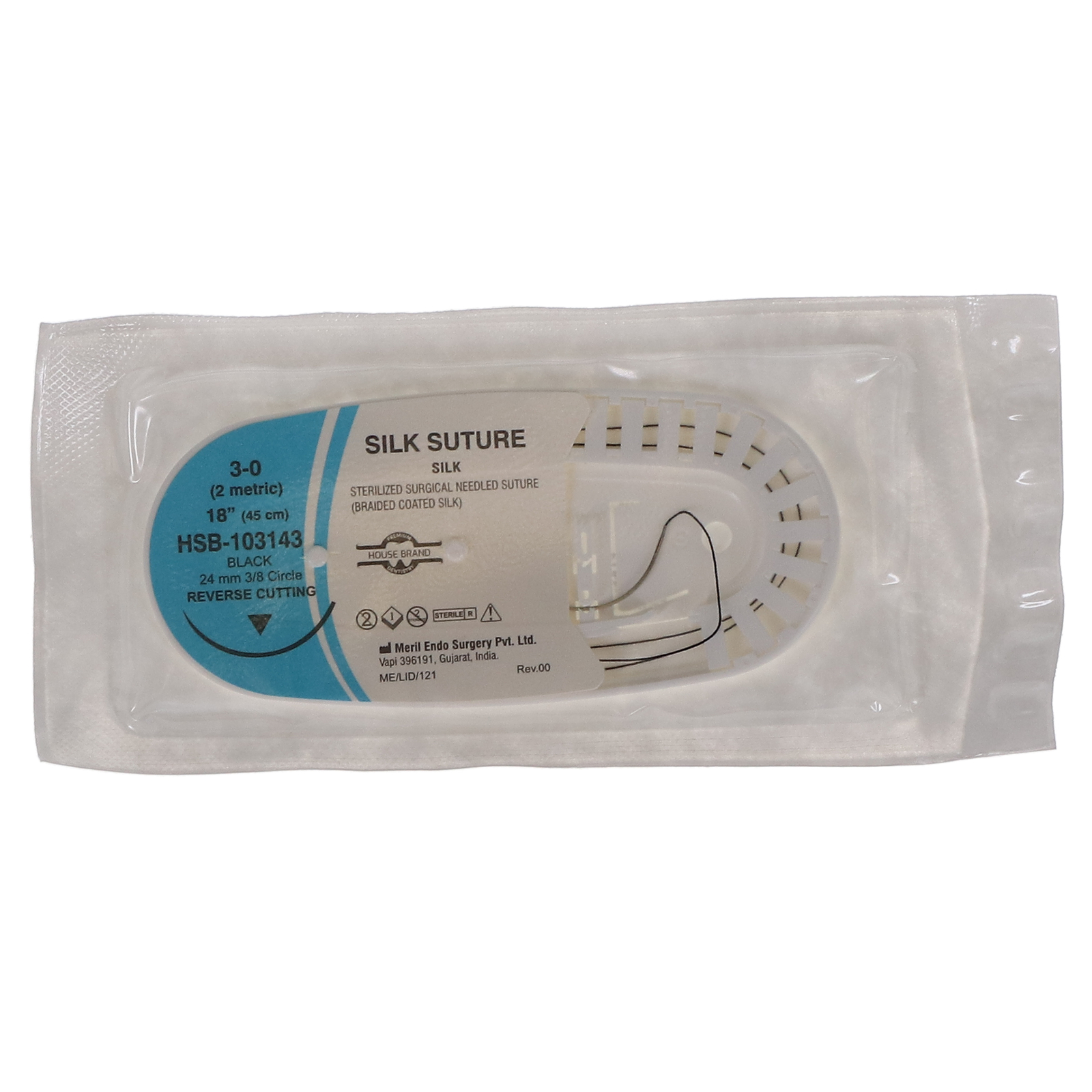 House Brand Dentistry 103143 Silk Suture 3-0 Reverse Cutting 24MM 3/8 45CM 12/Pk