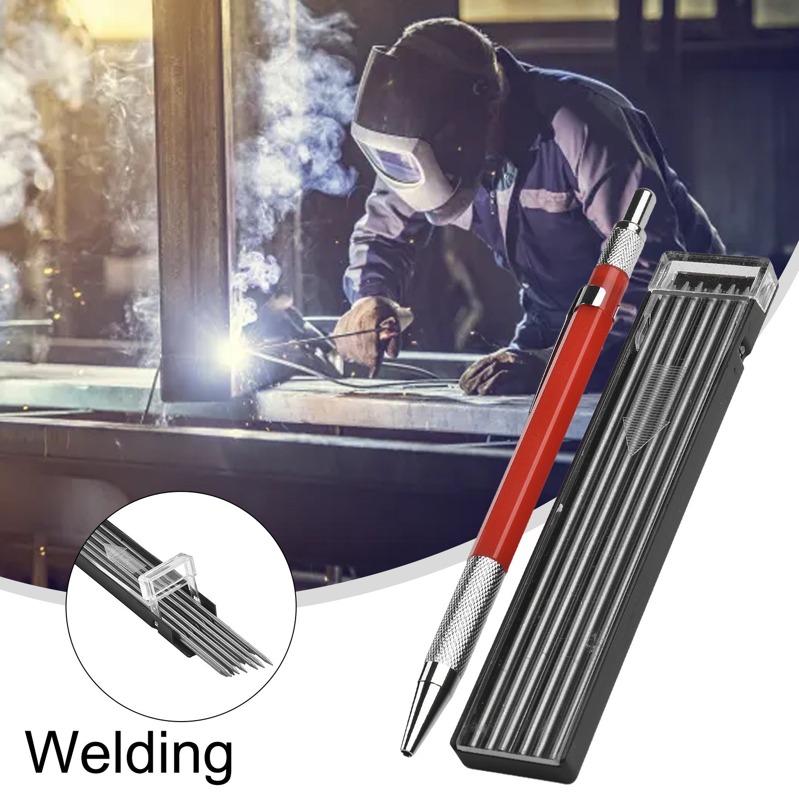Welders Pencil with 12PCS Silver Streak Refills, Metal Marker Mechanicalhs