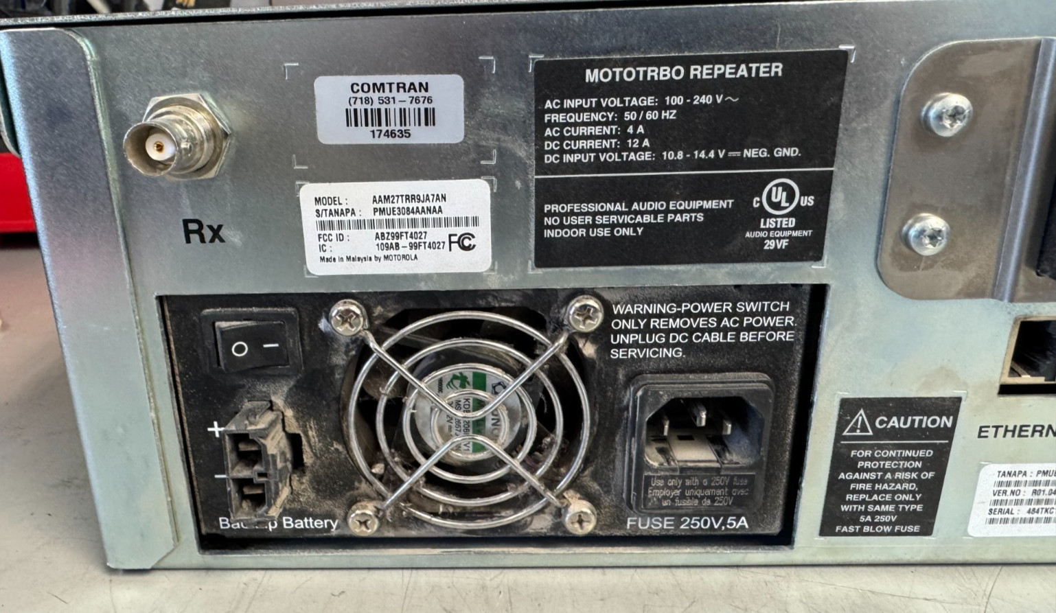 Motorola XPR8300 UHF 450-512 Mhz 40W TRBO Repeater AAM27TRR9JA7AN