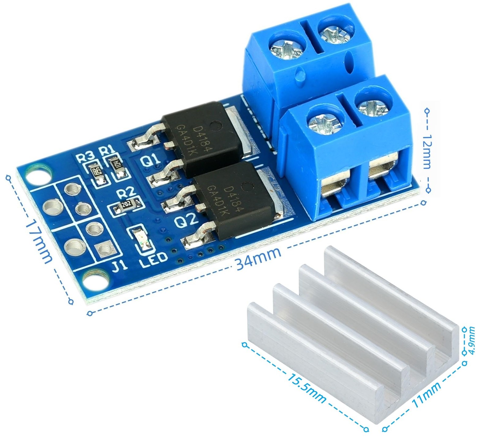 MTDELE 6Pcs MOSFET Switch Drive Module DC 5V-36V 15A(Max 30A) 400W Dual black