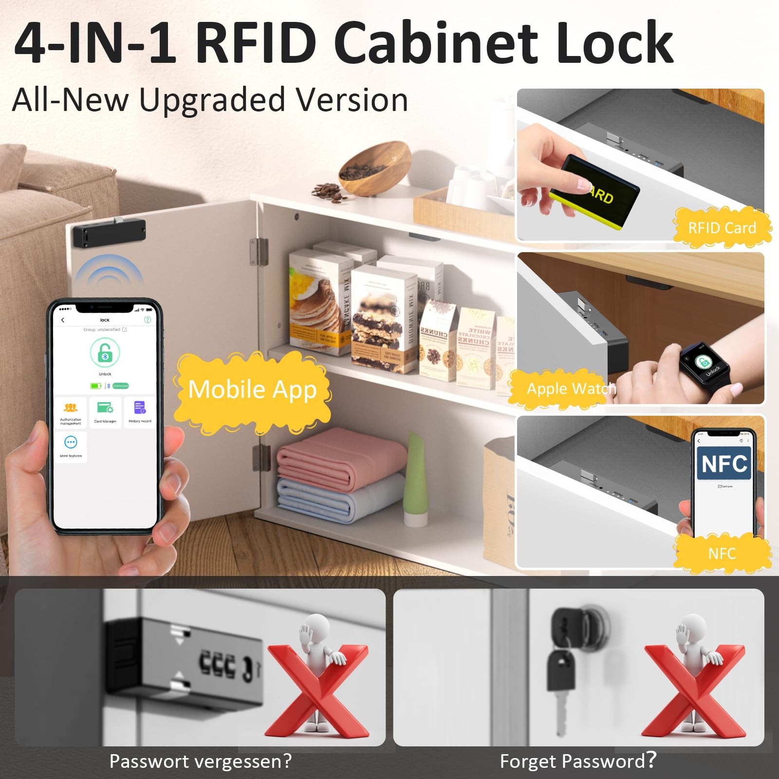 RFID Cupboard Lock, Bluetooth Electronic Child Proof Cupboard Cabinet Drawer …