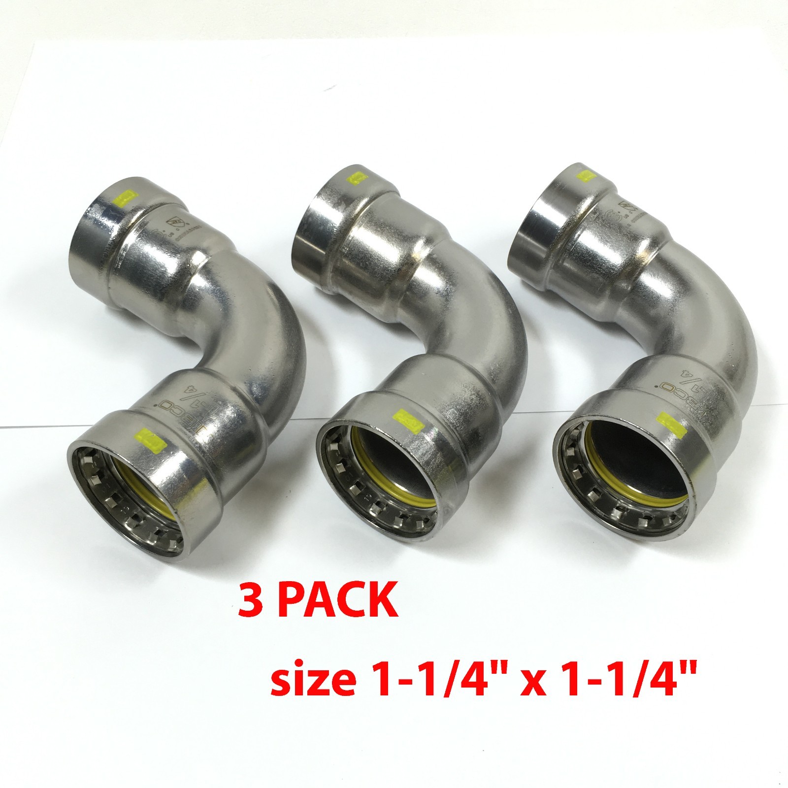 Lot of 3 NIBCO BenchPress 1-1/4″ x 1-1/4″ G PCH207 90° Elbow (2055950HPC)