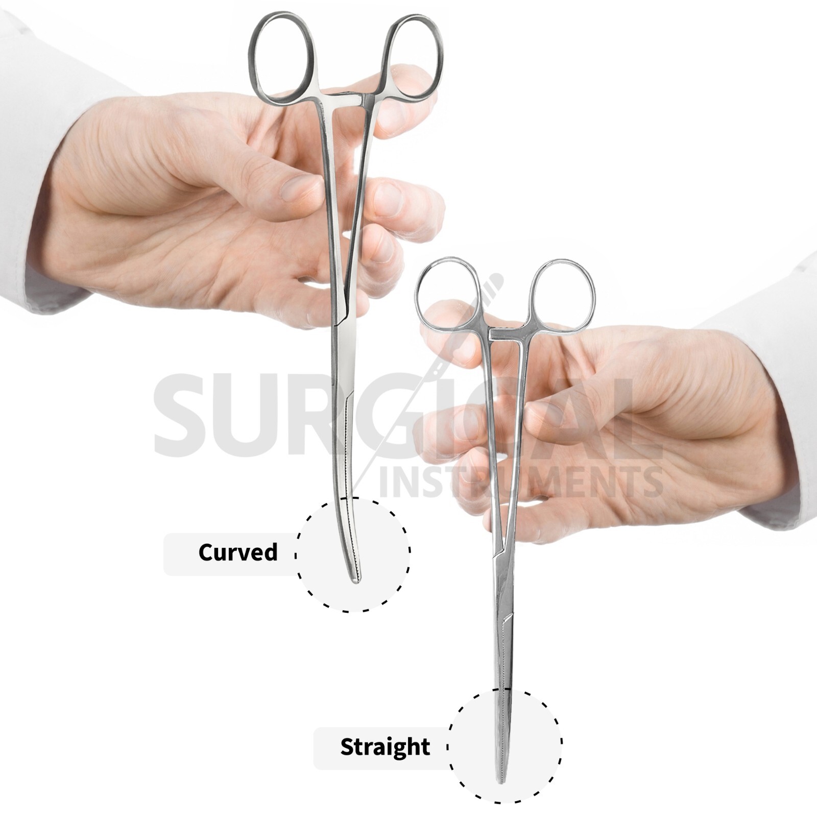 2 Pcs Set 8″ Straight + Curved Hemostat Forceps Locking Clamps German Grade
