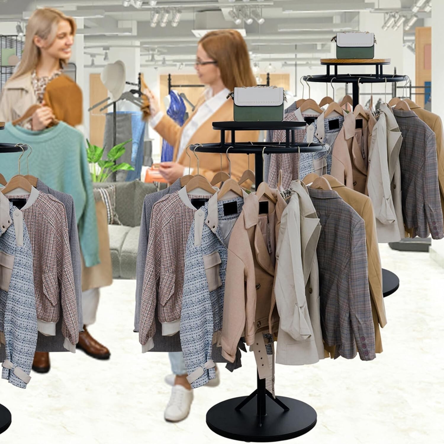 Round Floor-standing Clothing Rack, Spiral Pipe Display Rack Retail Store Supply