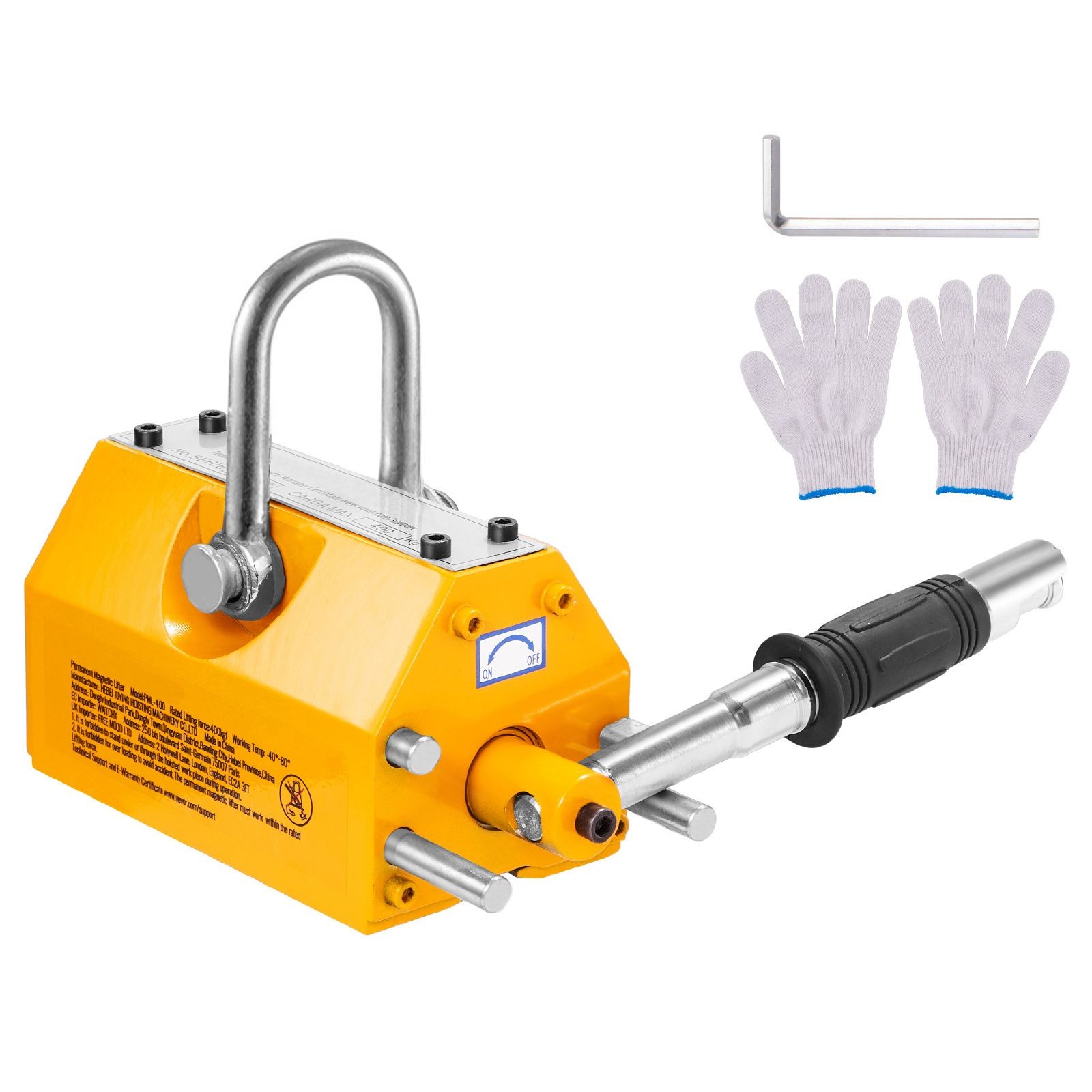 Magnetic Lifter, 1320 lbs/ 600kg Pulling Capacity, 2.5 Safety Factor, Steel and