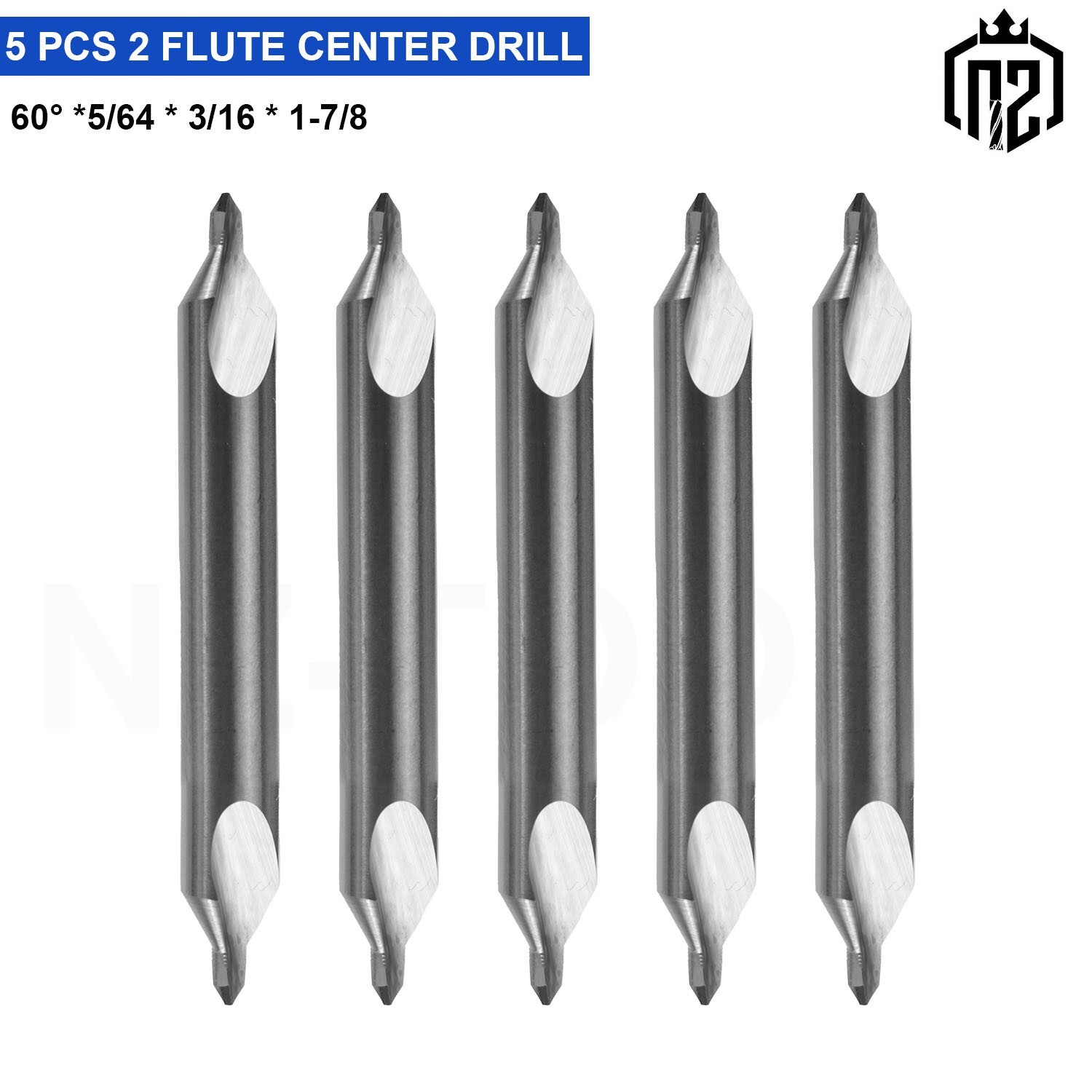 5PCS 60 Degree 5/64″ x 3/16″ x 1-7/8″ Center Drills Solid Carbide Double End NEW