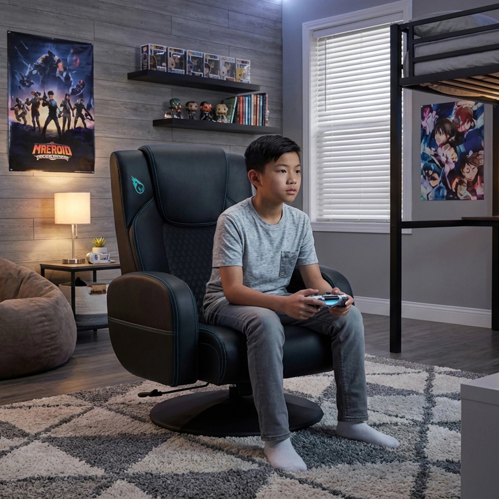 DPS Centurion Pedestal Swivel Gaming Chair with Storage Pockets, Reclining Chair
