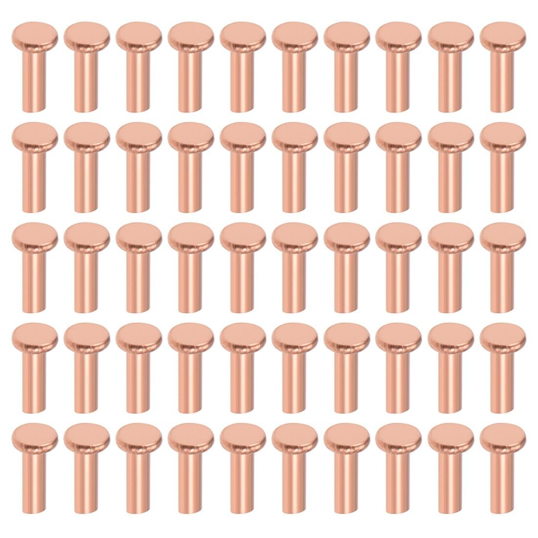 100Pcs Copper Solid Rivets, 3/32″ x 5/16″ Flat Head Rivet Metal Fasteners for…