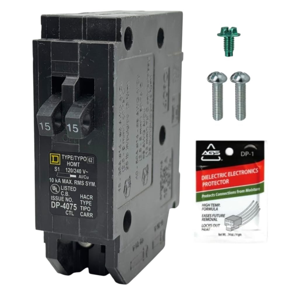 Genuine Square D HOMT1515 Tandem Circuit Breaker Kit (1 Pack), 15/15 Amp (15A/15