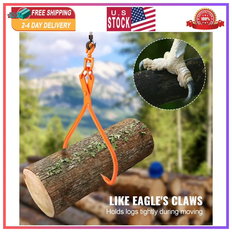 32 Inch Log Skidding Tongs Heavy Duty Steel 2 Claw Lumber Lifting Tool 1543 lbs
