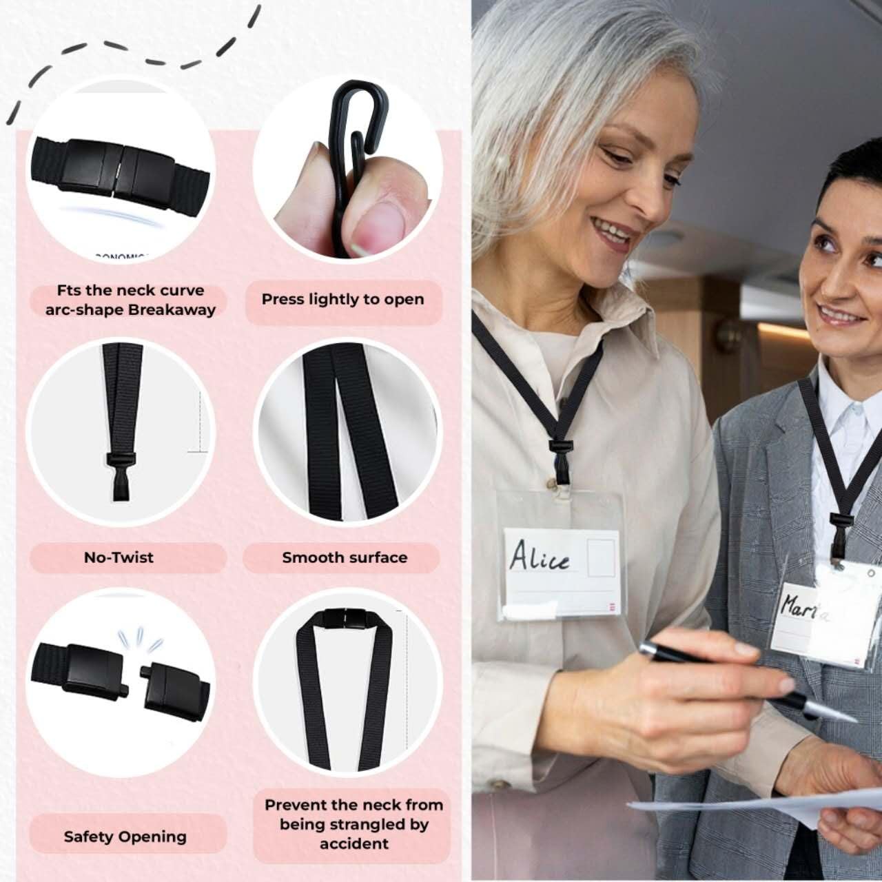 Bestom Bulk Black Mri Safe – Hook Flat Woven Neck Strap For