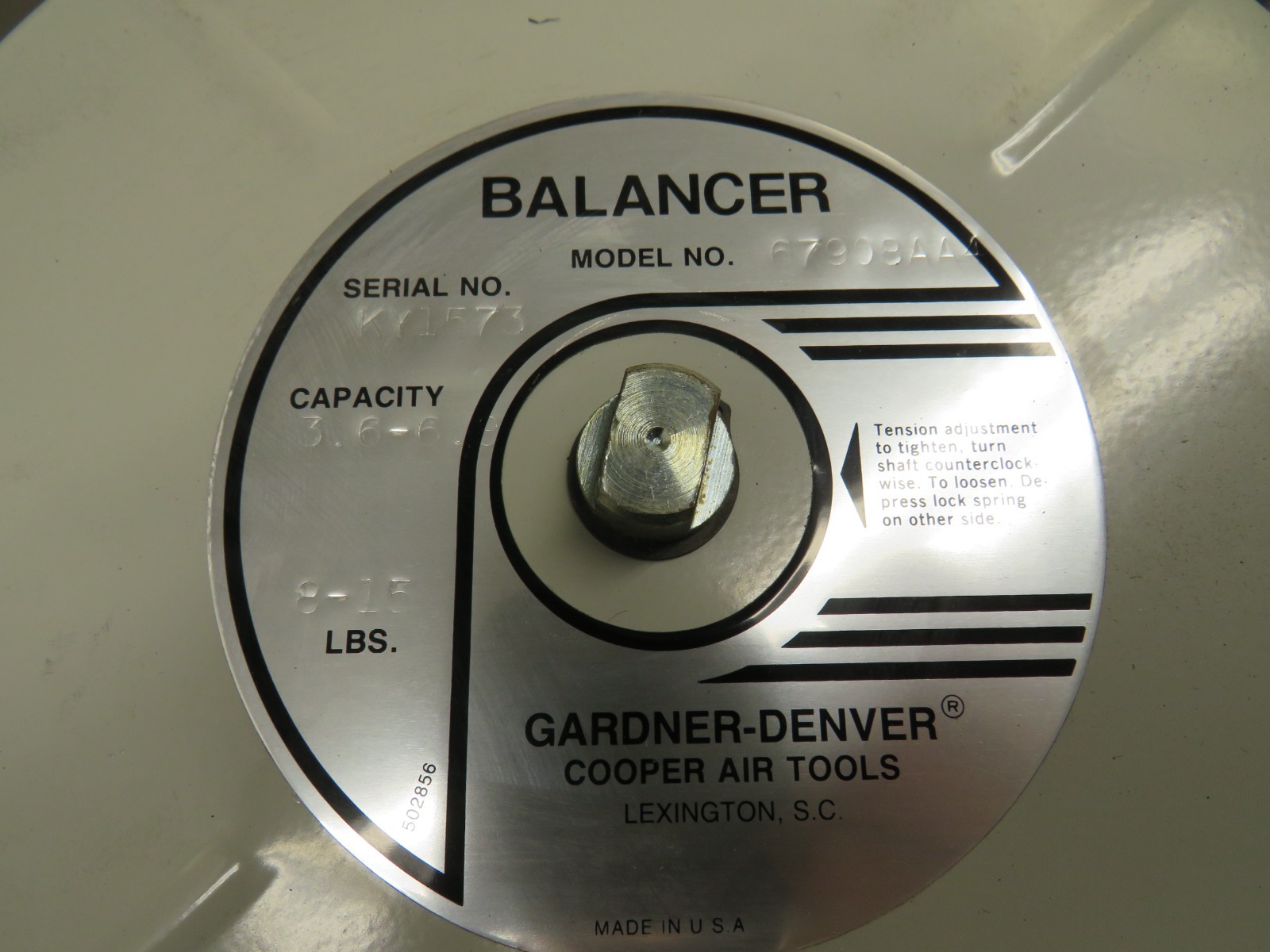 Gardner Denver Balancer 67908AA4 Cap. 3.6-6.8 8-15lbs