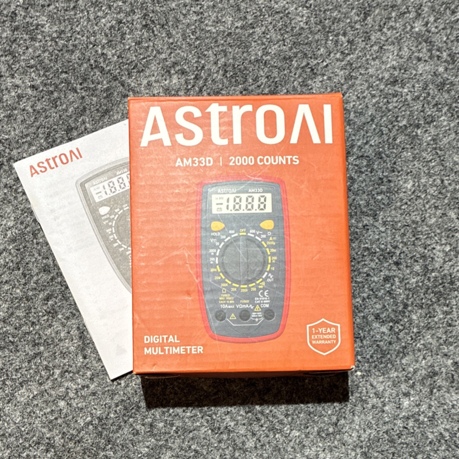 AstroAI AM33D Digital Multimeter 2000 Counts CAT II Hold Backlight AC/DC Voltage
