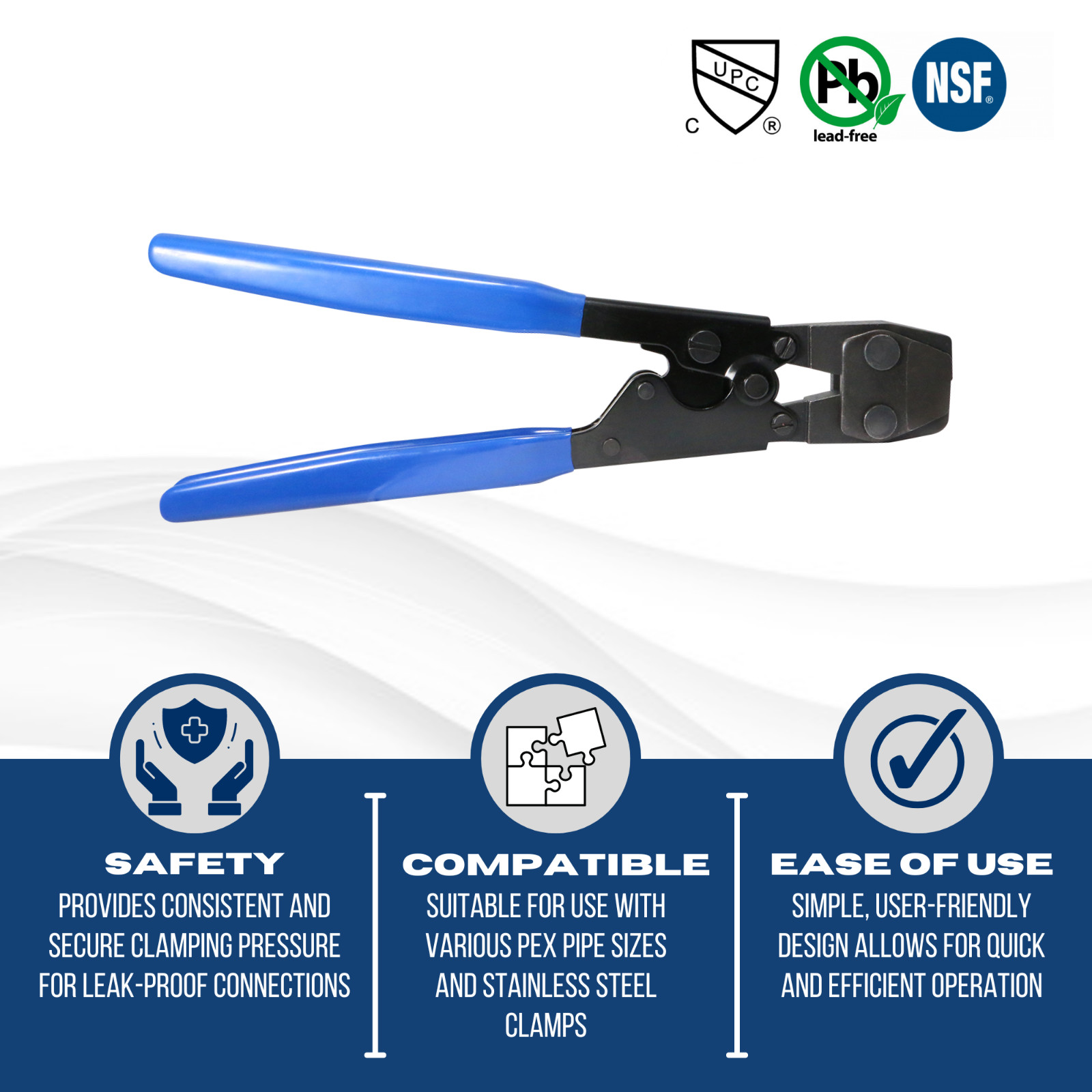 12) PEX CLAMP CINCH CRIMP CRIMPER TOOL STAINLESS STEEL CLAMPS SIZE FROM 3/8″ – 1