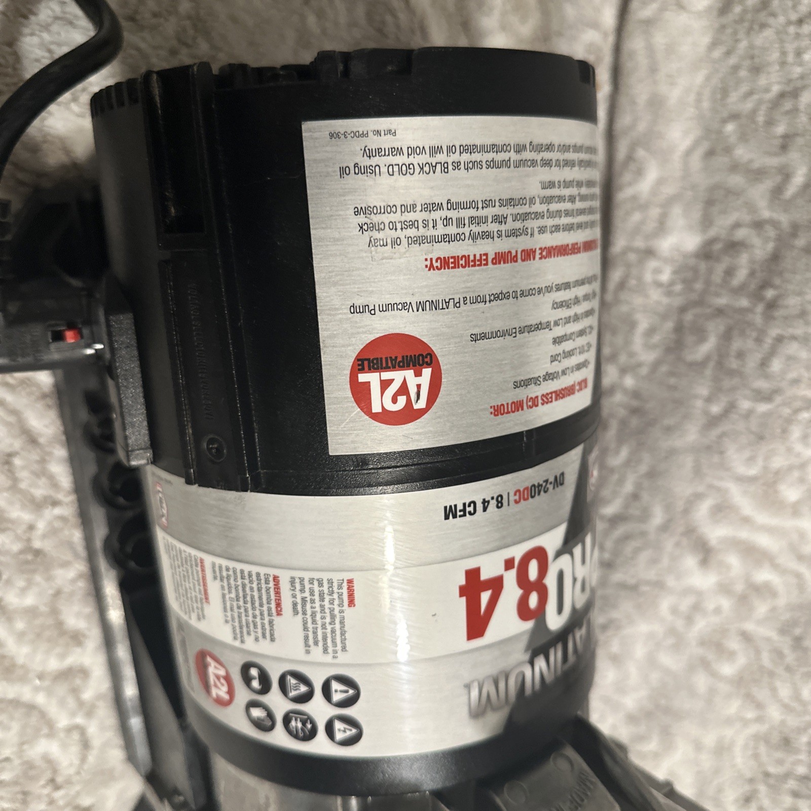 JB Industries DV-240DC Vacuum Pump, 8.4 CFM 1/2 hp DC Motor Platinum Pro DC 8.4